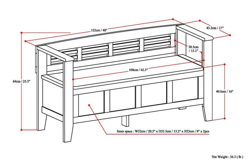 Adams - Entryway Storage Bench Handcrafted by HouseOfZazla