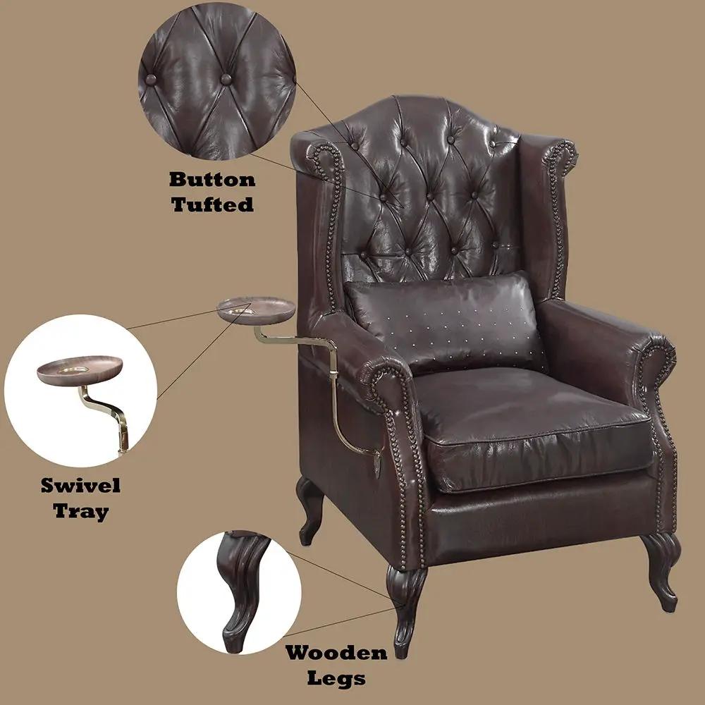 Pino - Accent Chair - Vintage Brown Top Grain Leather by Unique Piece Furniture
