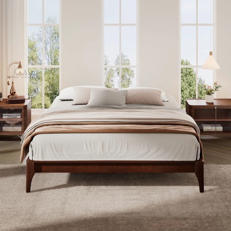 Queen Size Platform Bed Frame With Wood Slat And Metal Support - Chocolate by Unique Piece Furniture
