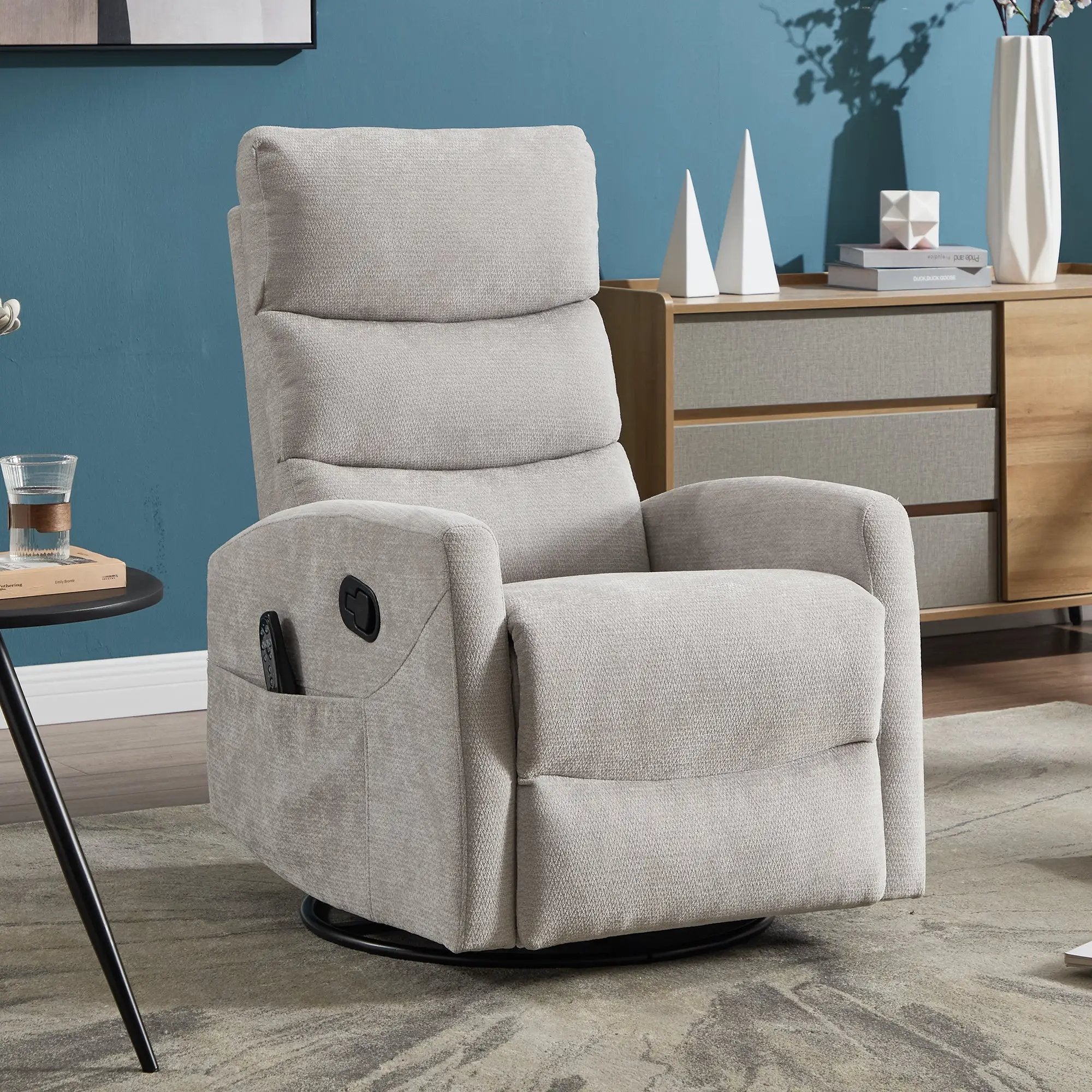 Heat Massage Manual Recliner Chair with Rocker and Swivel by HouseOfZazla