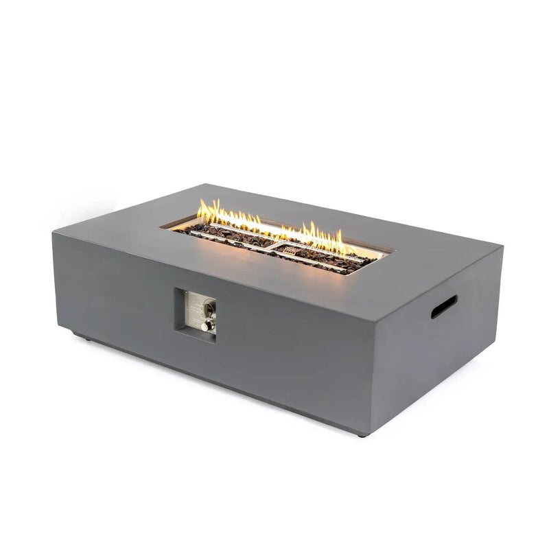 Volon - Rectangular Fire Pit Table, Propane Powered, 50,000 BTU - Light Gray by HouseOfZazla