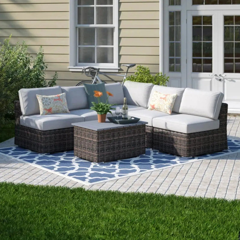 Wicker Sectional Sofa With Cushions And Table by HouseOfZazla