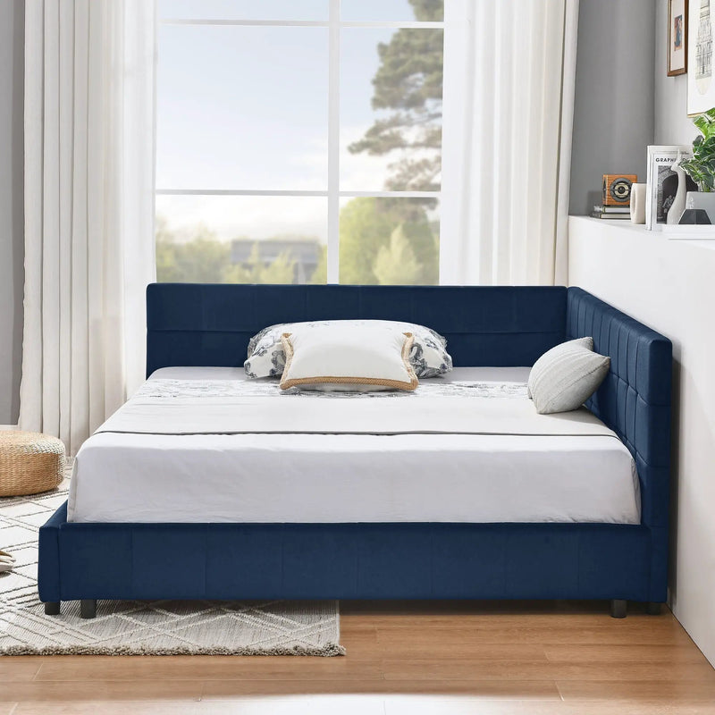 Mid-Century Storage Upholstered Tufted Bed Frame With Backrest And Armrests by Unique Piece Furniture