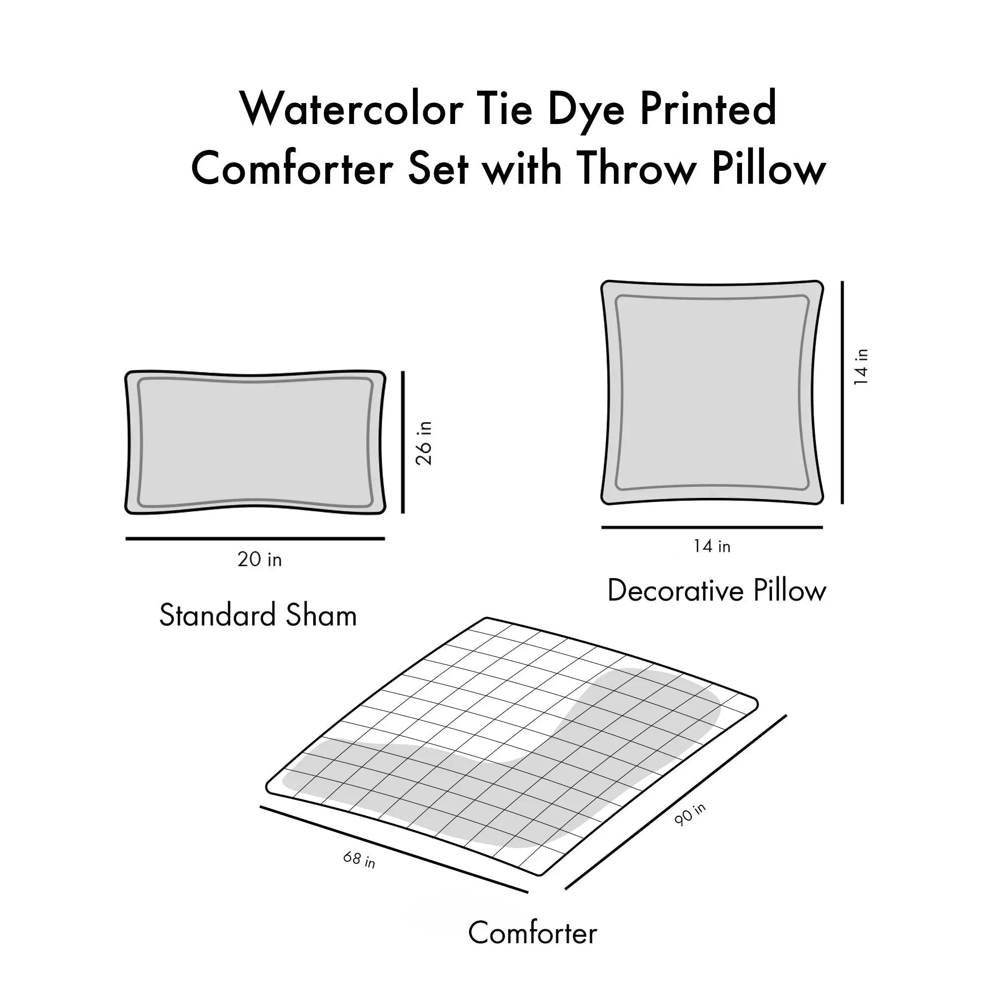 Twin/Twin XL Watercolor Tie Dye Printed Comforter Set with Throw Pillow by HouseOfZazla