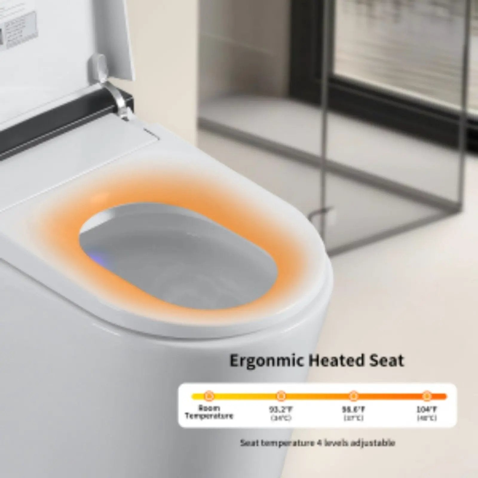 Smart Toilet With Bidet Seat Built In, Auto Open / Close Seat, Foot Sensor, LED Display - White by HouseOfZazla