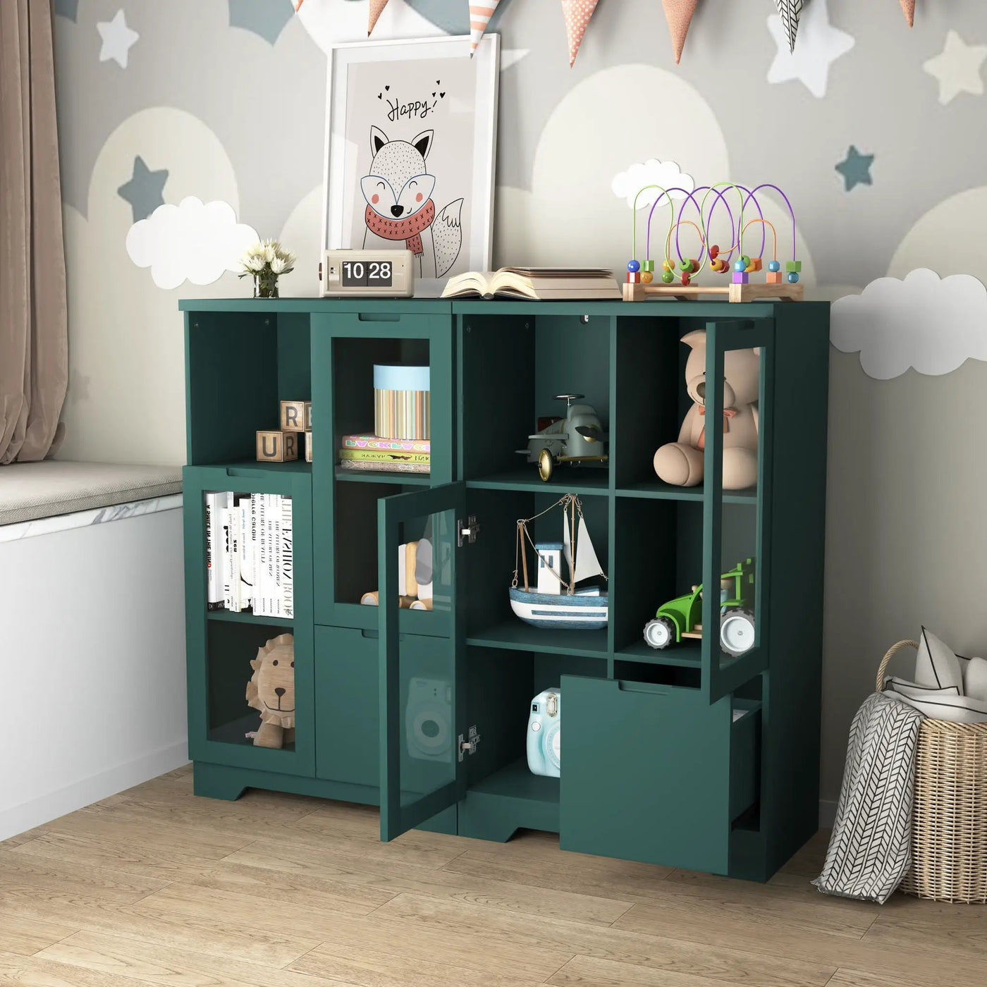 Modern Cabinet With Glass Doors And Drawer by Unique Piece Furniture