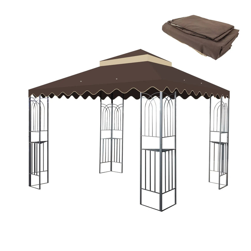 10x10 Ft Outdoor Patio Gazebo Replacement Canopy - Brown by HouseOfZazla