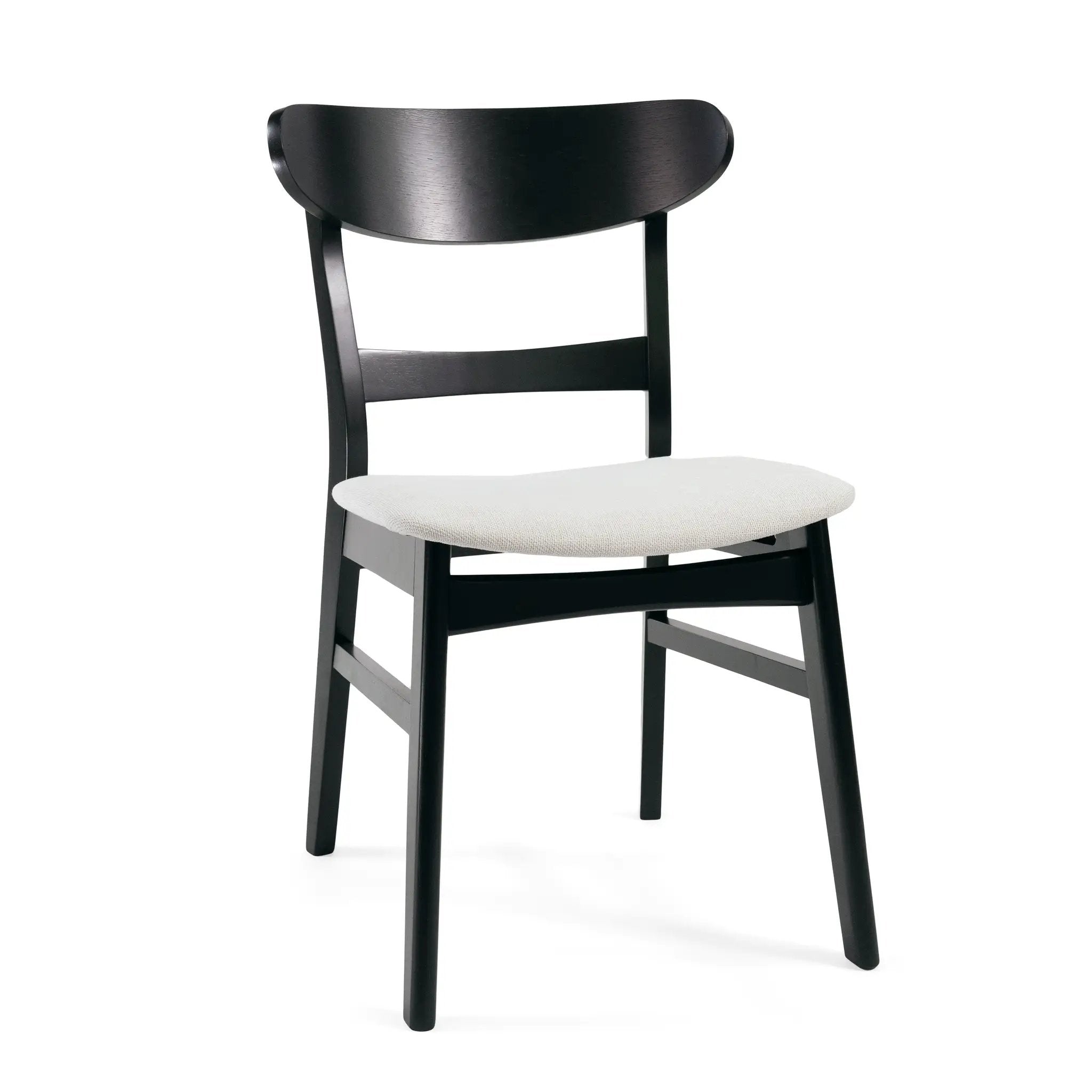 Set of 2 Mid-Century Dining Chairs - Upholstered Seat, Rubberwood Legs by HouseOfZazla