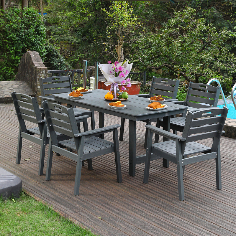 HDPE Outdoor Patio Dining Set - Table and Six Chairs by HouseOfZazla