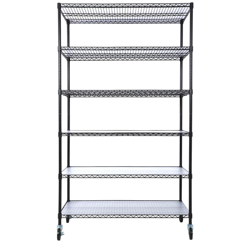 6 Tier 6000Lbs Capacity Nsf Metal Shelf Wire Shelving Unit, Heavy Duty Adjustable Storage Rack With Wheels & Shelf Liners For Commercial Grade Utility Steel Storage Rack by Unique Piece Furniture