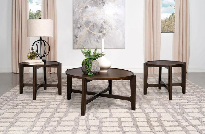 Cota 3-piece Solid Wood Coffee and End Table Set Dark Brown by Unique Piece Furniture