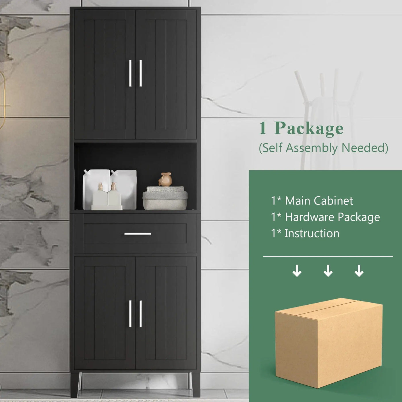 Freestanding Tall Bathroom Cabinet With Soft Close Doors And Adjustable Shelves by HouseOfZazla