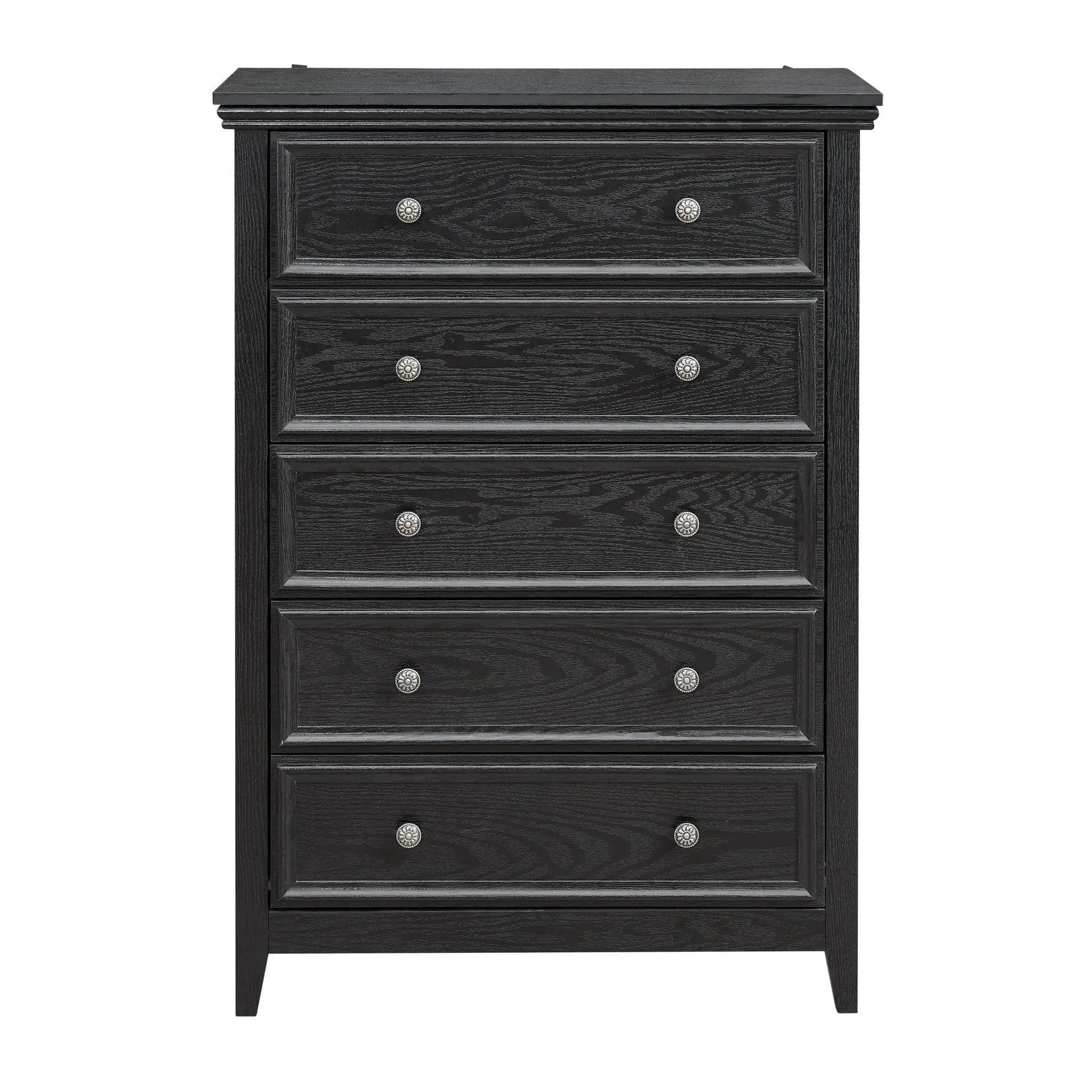 Modern 5-Drawer Black Dresser for Living Room Storage by HouseOfZazla