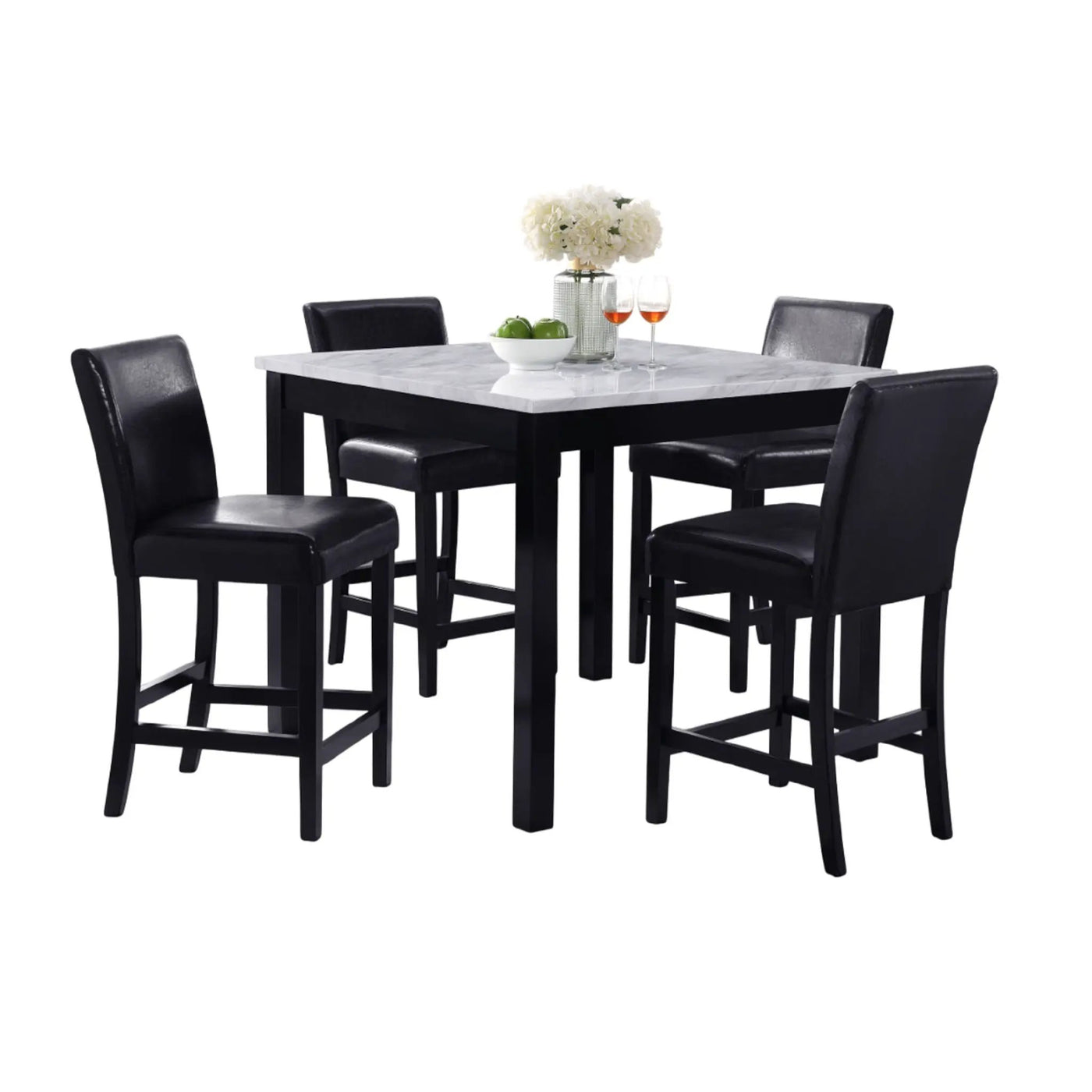 Modern 5 Piece Counter Height Dining Set With Tufted Nail Head Chairs by HouseOfZazla