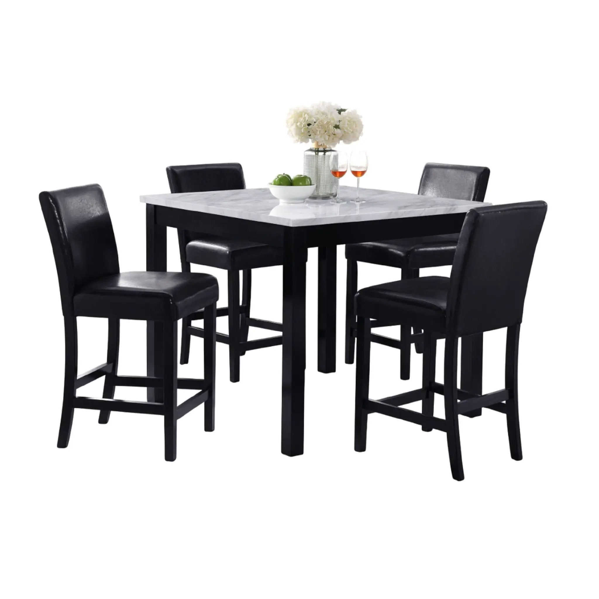 Modern 5 Piece Counter Height Dining Set With Tufted Nail Head Chairs by HouseOfZazla