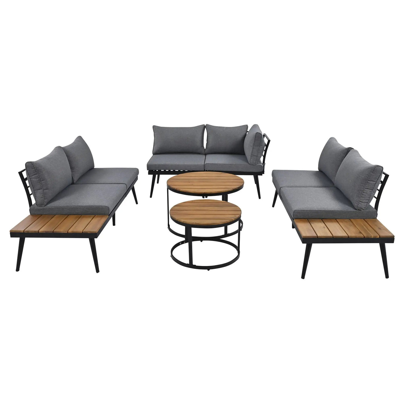 Modern Outdoor Sectional Sofa Set With Nesting Coffee Tables by HouseOfZazla