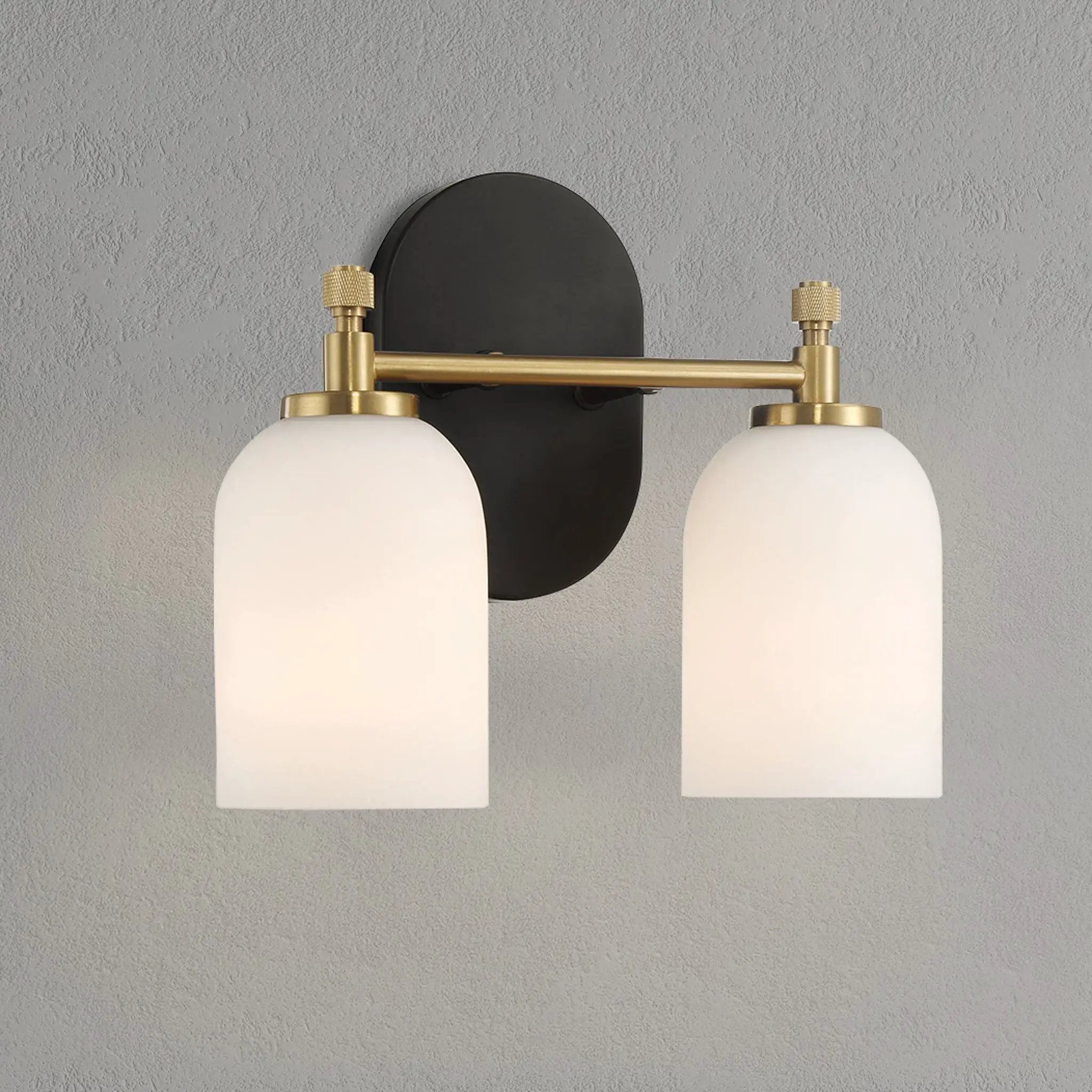 Vortex - 2 Lights Vanity In Style For Over Bathroom Mirror Wall Sconce - Black / Gold / White by Unique Piece Furniture