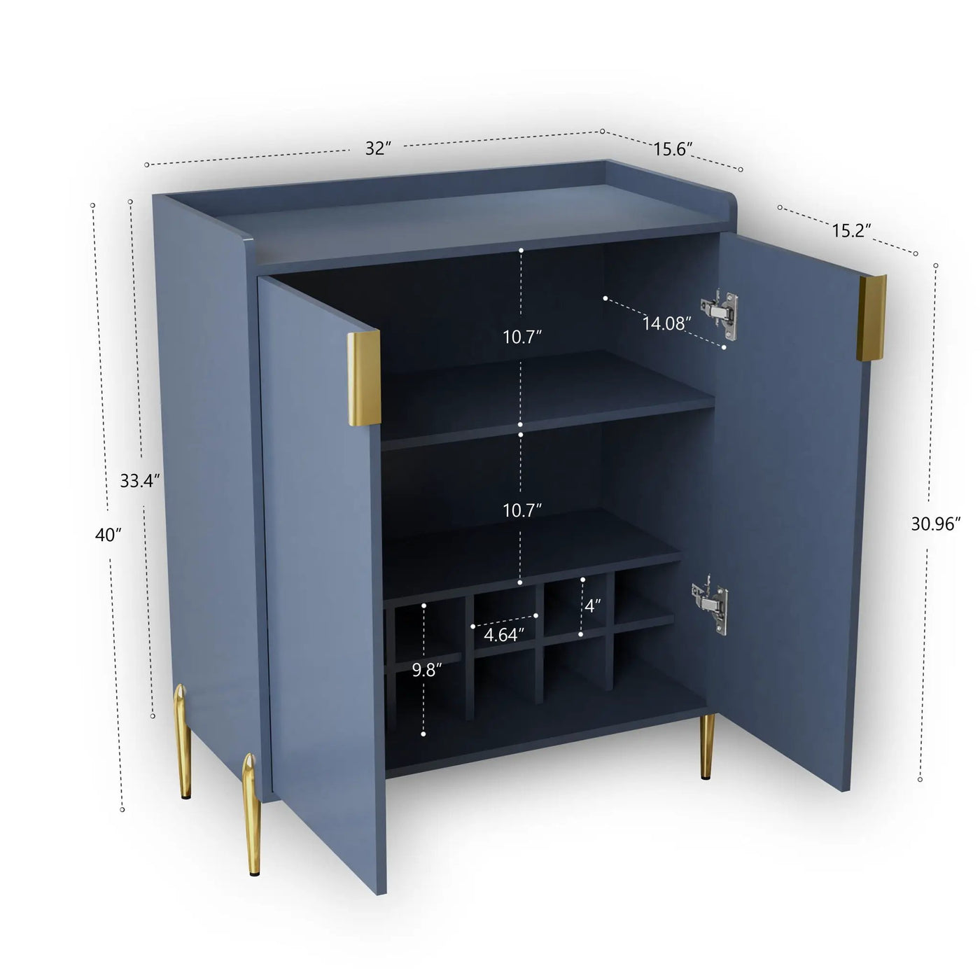 Wine Bar Cabinet With Adjustable Shelf, 2 Door Sideboard With Soft-Closing Hinges And Feet by HouseOfZazla