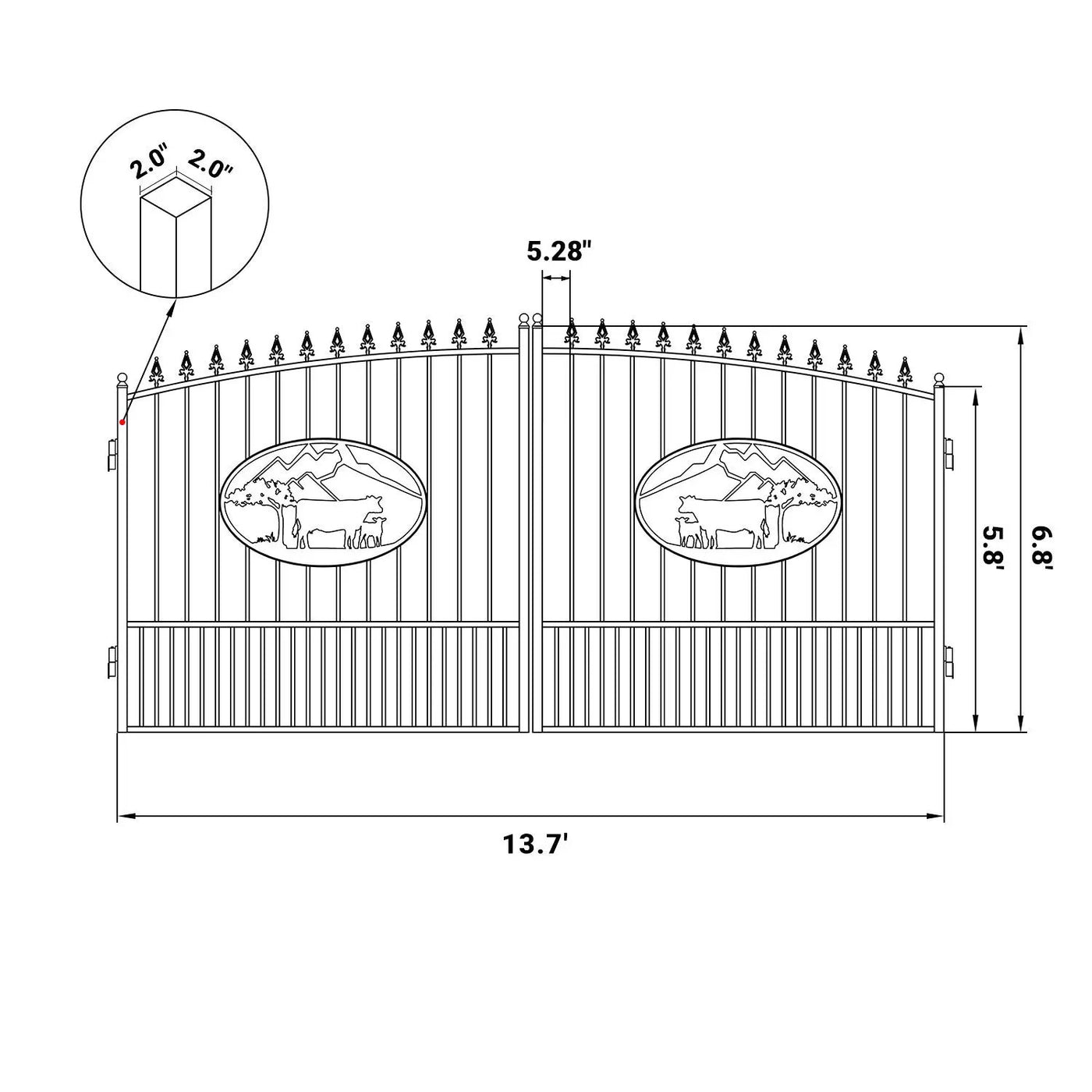 14x8 ft Steel Dual Swing Driveway Gate by Chery Industrial