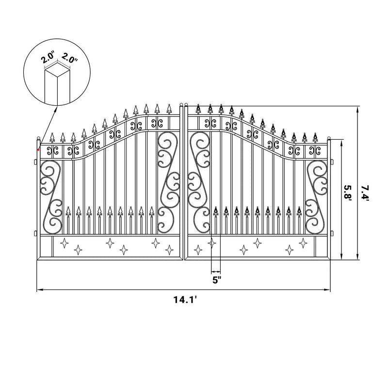 14x8 ft Steel Dual Swing Driveway Gate by Chery Industrial
