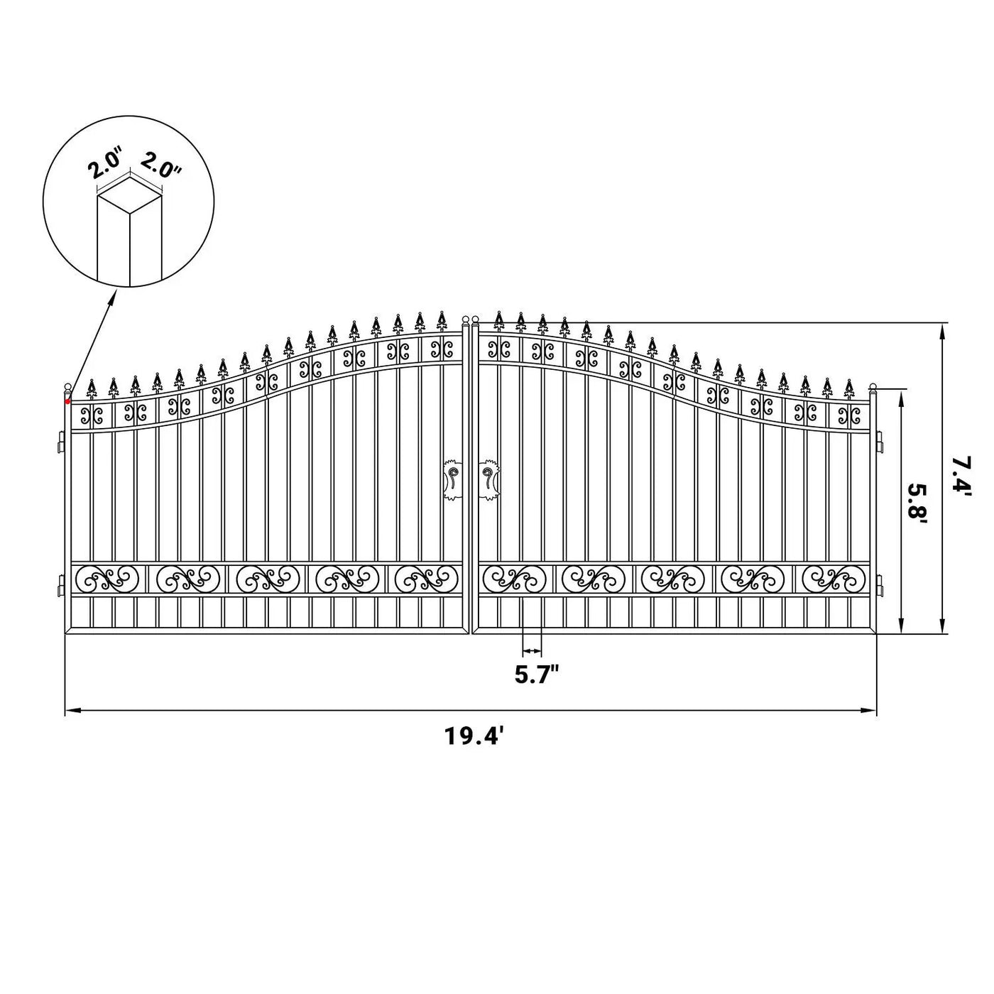 20x8 ft Steel Dual Swing Driveway Gate by Chery Industrial