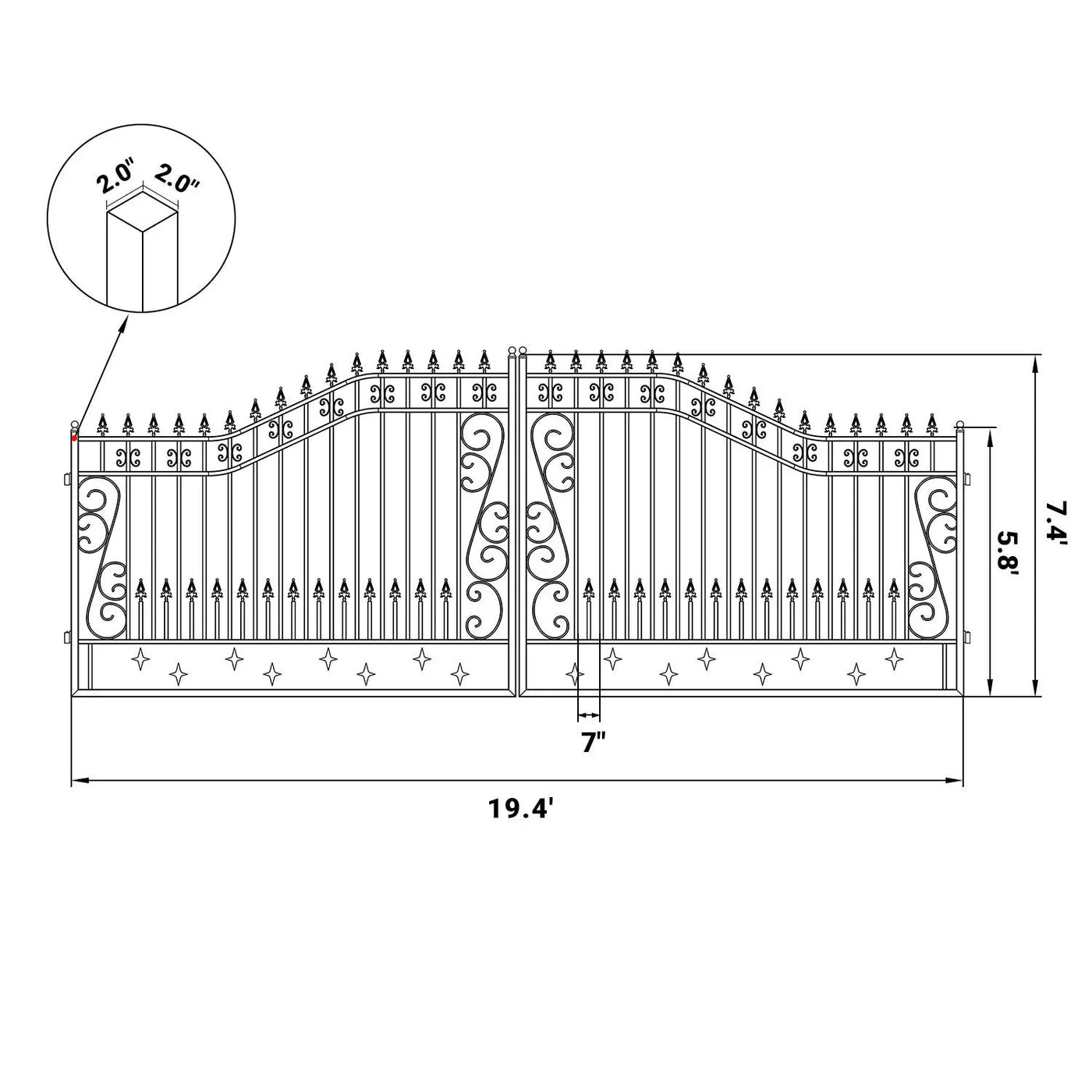 20x8 ft Steel Dual Swing Driveway Gate by Chery Industrial