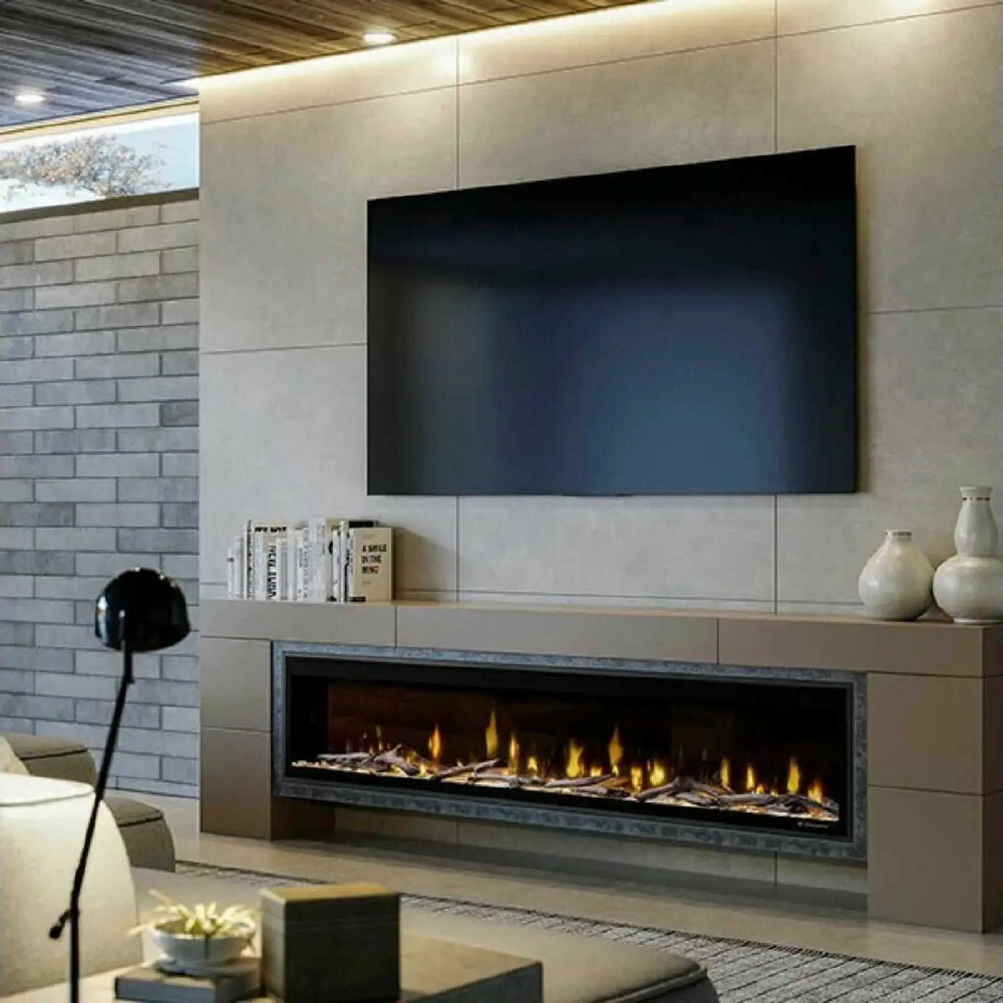 Dimplex Ignite Evolve Built-In Frosted Tumbled Glass Linear Electric Fireplace With Heat Boost System & Trim Kit (SAK59214) by SAKSBY WHOLESALE