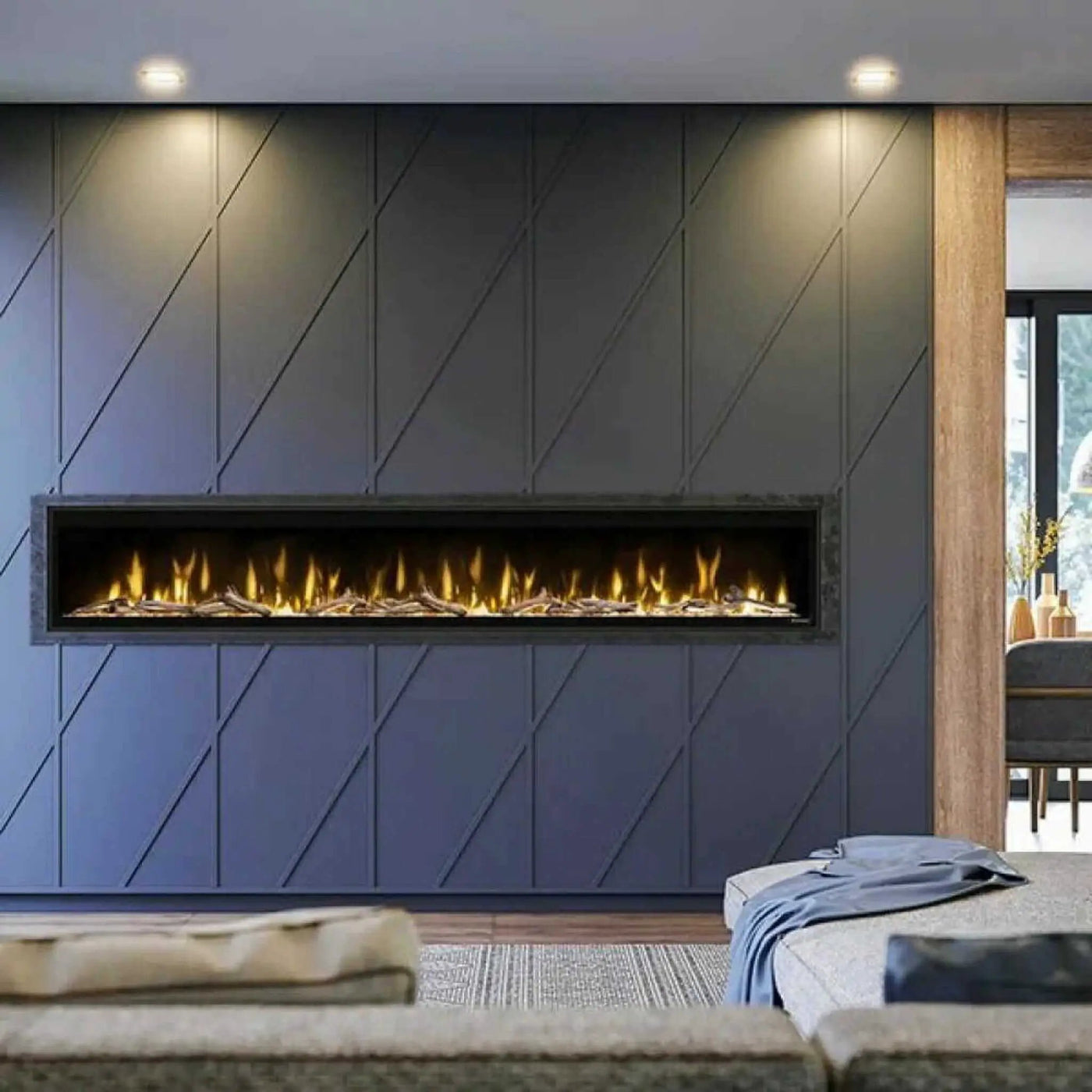 Dimplex Ignite Evolve Built-In Frosted Tumbled Glass Linear Electric Fireplace With Heat Boost System & Trim Kit (SAK59214) by SAKSBY WHOLESALE
