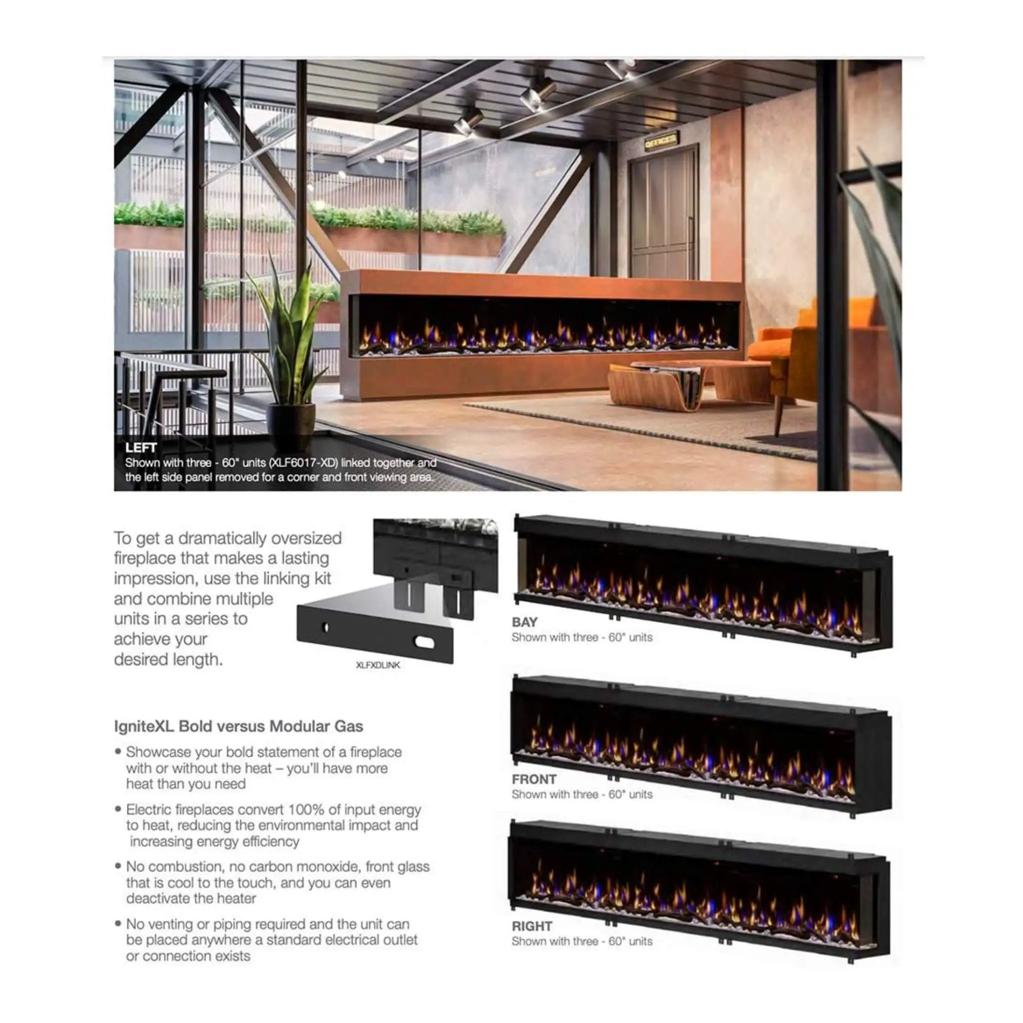 Dimplex IgniteXL Bold 74-Inch Deep Built-In Linear Electric Fireplace [XLF7417-XD] (SAK78959) by SAKSBY WHOLESALE