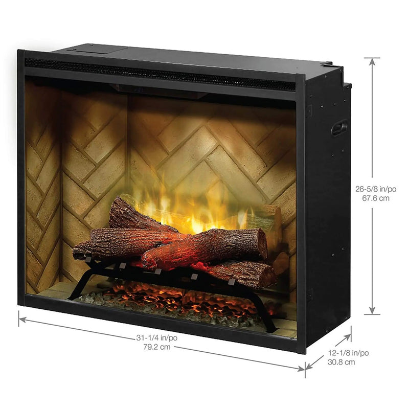 Dimplex Revillusion Herringbone Brick Built-In Electric Firebox With Front Glass [RBF30/36/42] (SAK12893) by SAKSBY WHOLESALE
