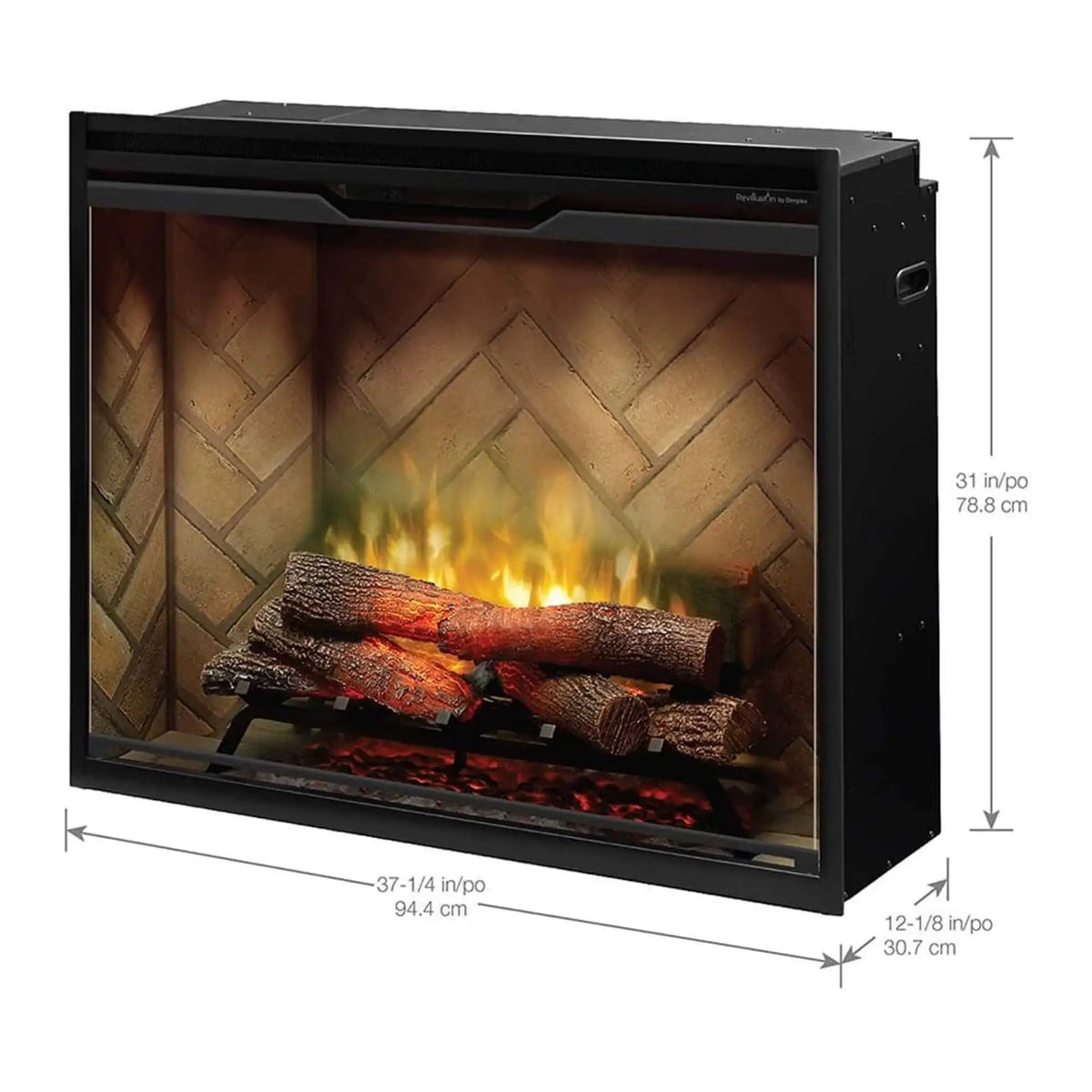Dimplex Revillusion Herringbone Brick Built-In Electric Firebox With Front Glass [RBF30/36/42] (SAK12893), dimensions drawing 4