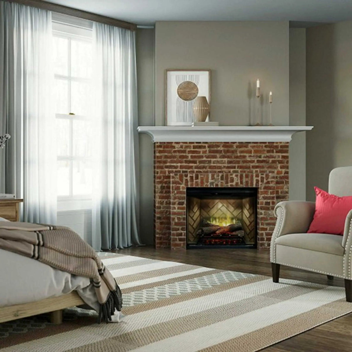 Dimplex Revillusion Herringbone Brick Built-In Electric Firebox With Front Glass [RBF30/36/42] (SAK12893), photo 7 of 21