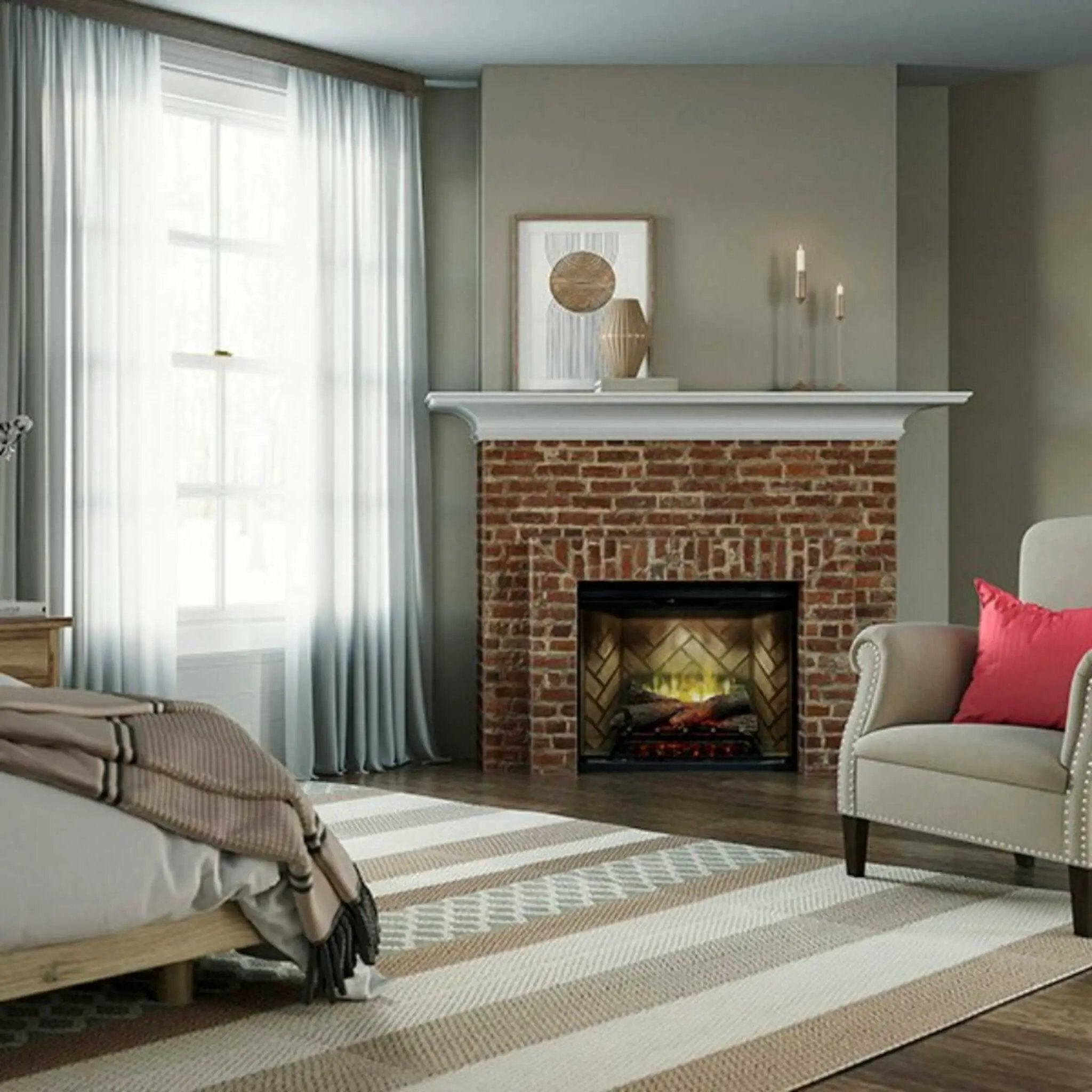 Dimplex Revillusion Herringbone Brick Built-In Electric Firebox With Front Glass [RBF30/36/42] (SAK12893) by SAKSBY WHOLESALE