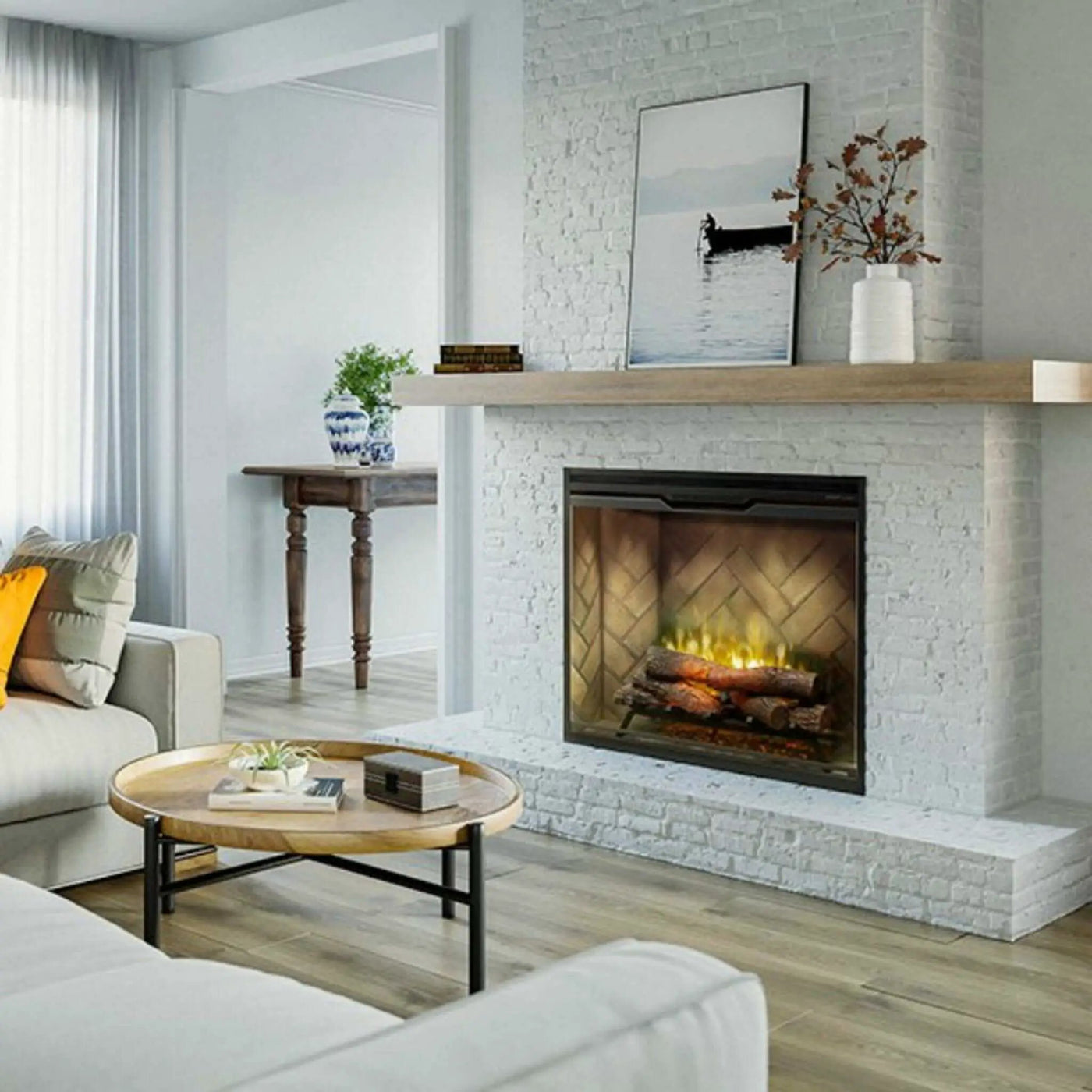 Dimplex Revillusion Herringbone Brick Built-In Electric Firebox With Front Glass [RBF30/36/42] (SAK12893) by SAKSBY WHOLESALE