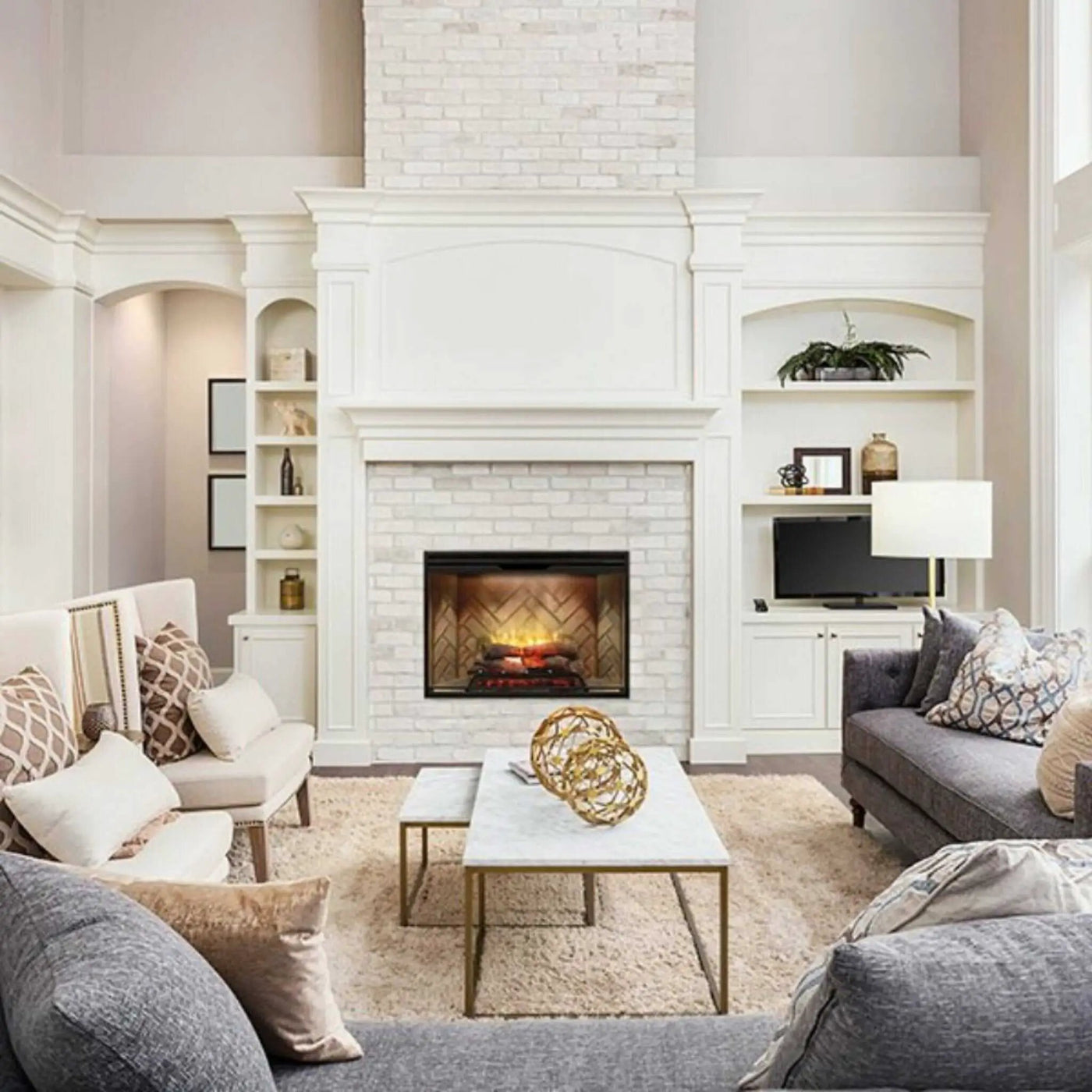 Dimplex Revillusion Herringbone Brick Built-In Electric Firebox With Front Glass [RBF30/36/42] (SAK12893) by SAKSBY WHOLESALE