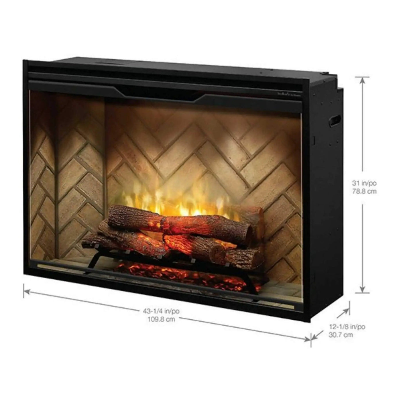 Dimplex Revillusion Herringbone Brick Built-In Electric Firebox With Front Glass [RBF30/36/42] (SAK12893) by SAKSBY WHOLESALE