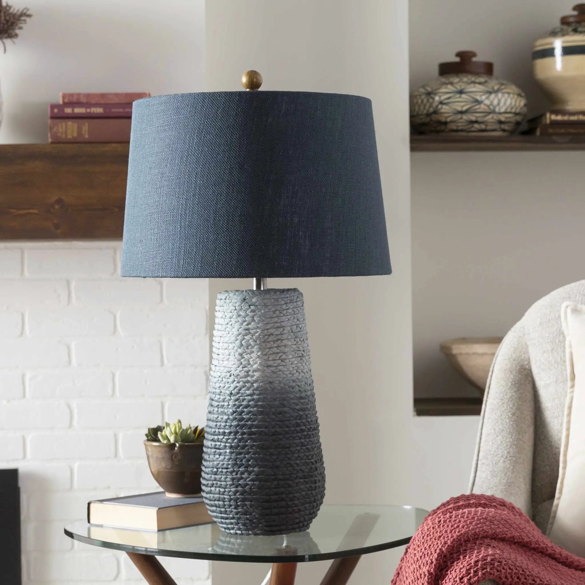 Dingras Pale Blue Jute Table Lamp - Clearance by Boutique Rugs