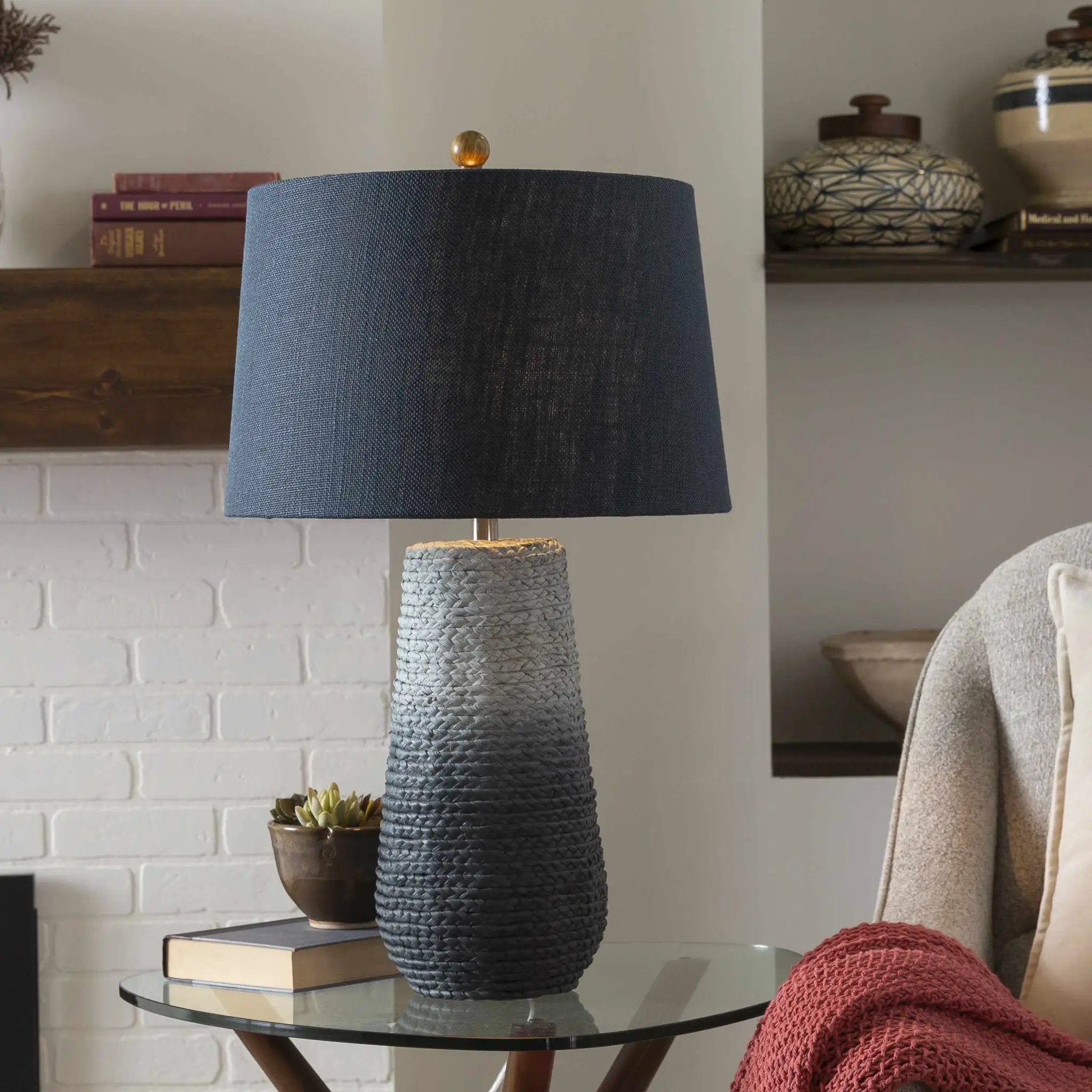 Dingras Pale Blue Jute Table Lamp - Clearance by Boutique Rugs
