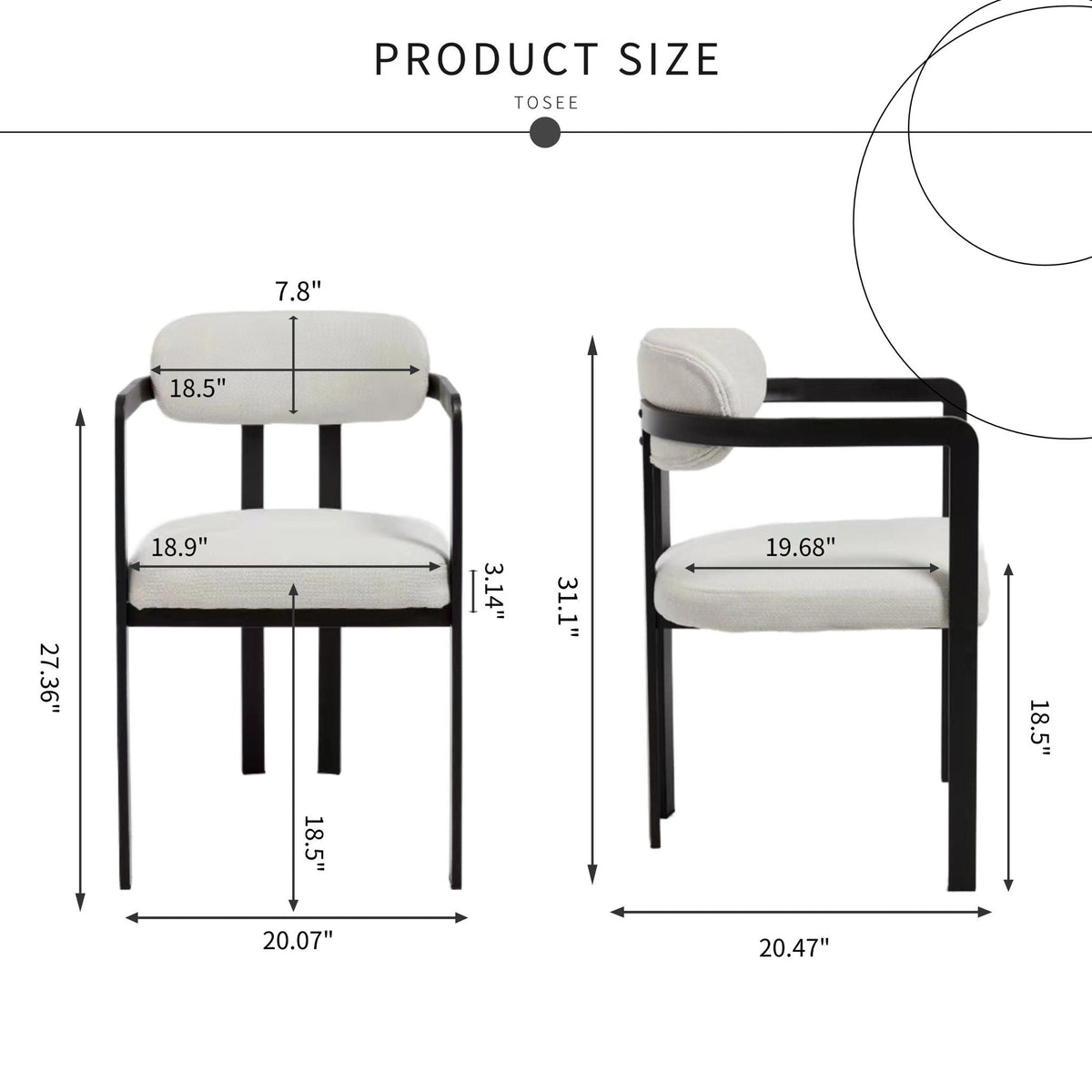 Dining Arm Chairs Set of 2 with Fabric Upholstery and Metal Legs - Green, Orange, or Beige, photo 12 of 12