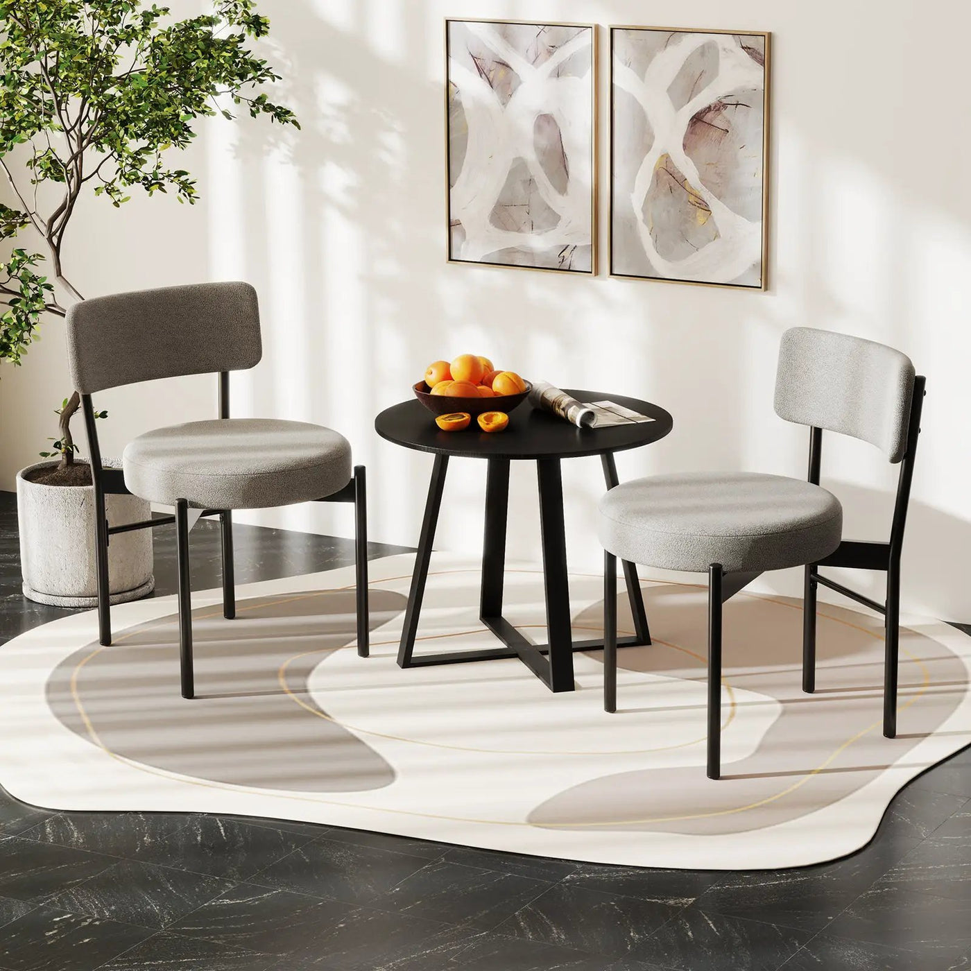 Dining Chair Set of 2 with Curved Backrest and Padded Seat by DirectDeals