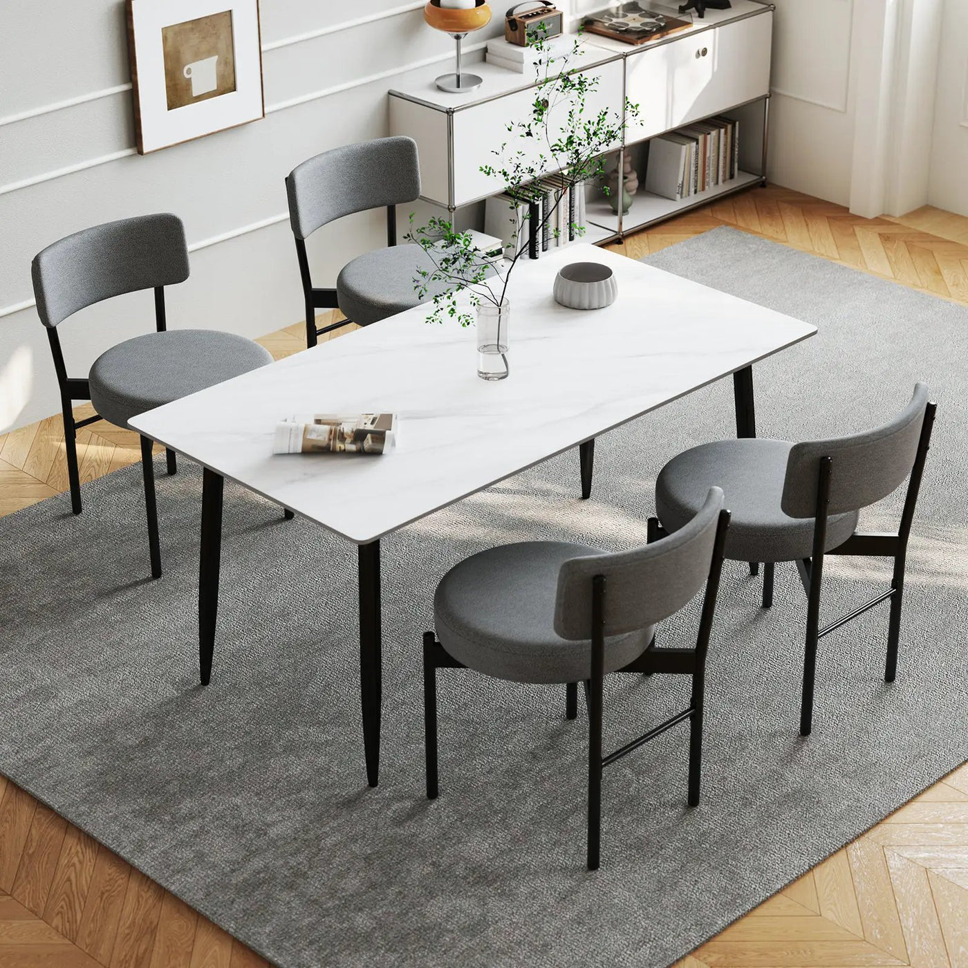 Dining Chair Set of 2 with Curved Backrest and Padded Seat by DirectDeals