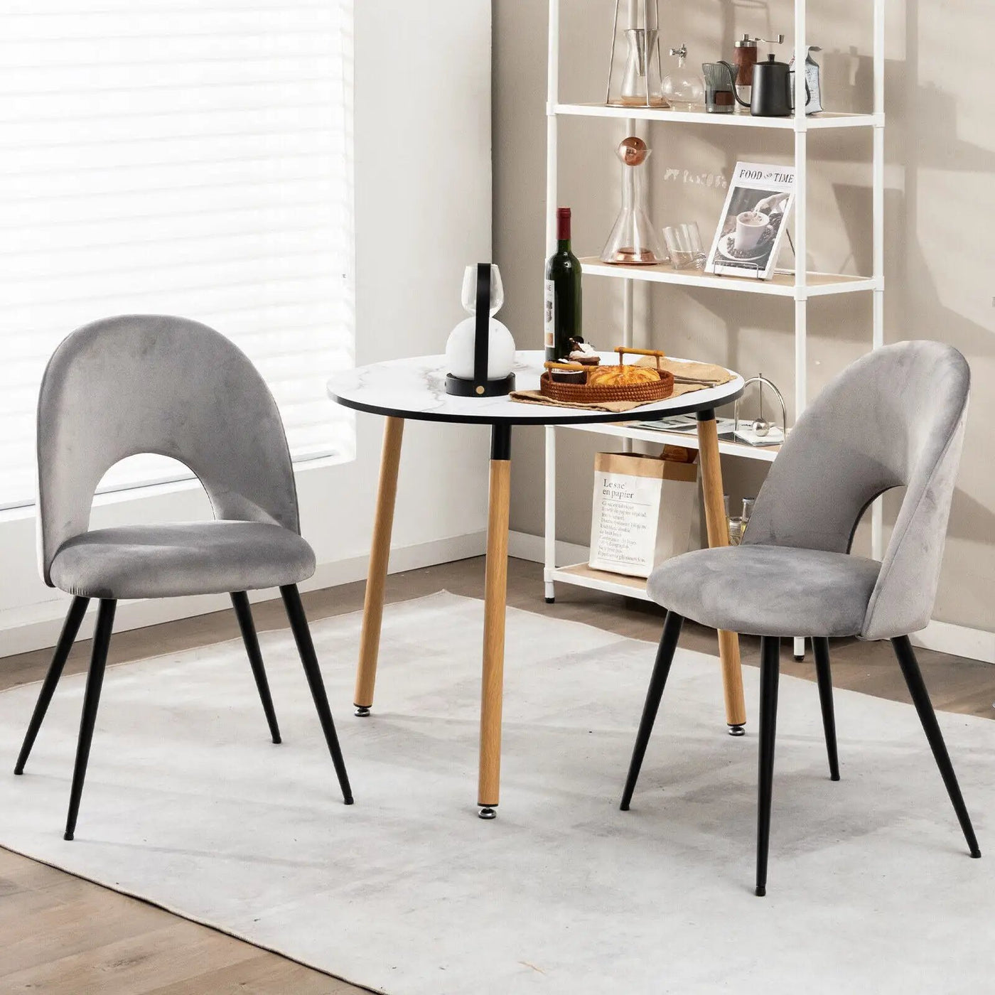 Dining Chair Set of 2 with Metal Base and Adjustable Pads by DirectDeals