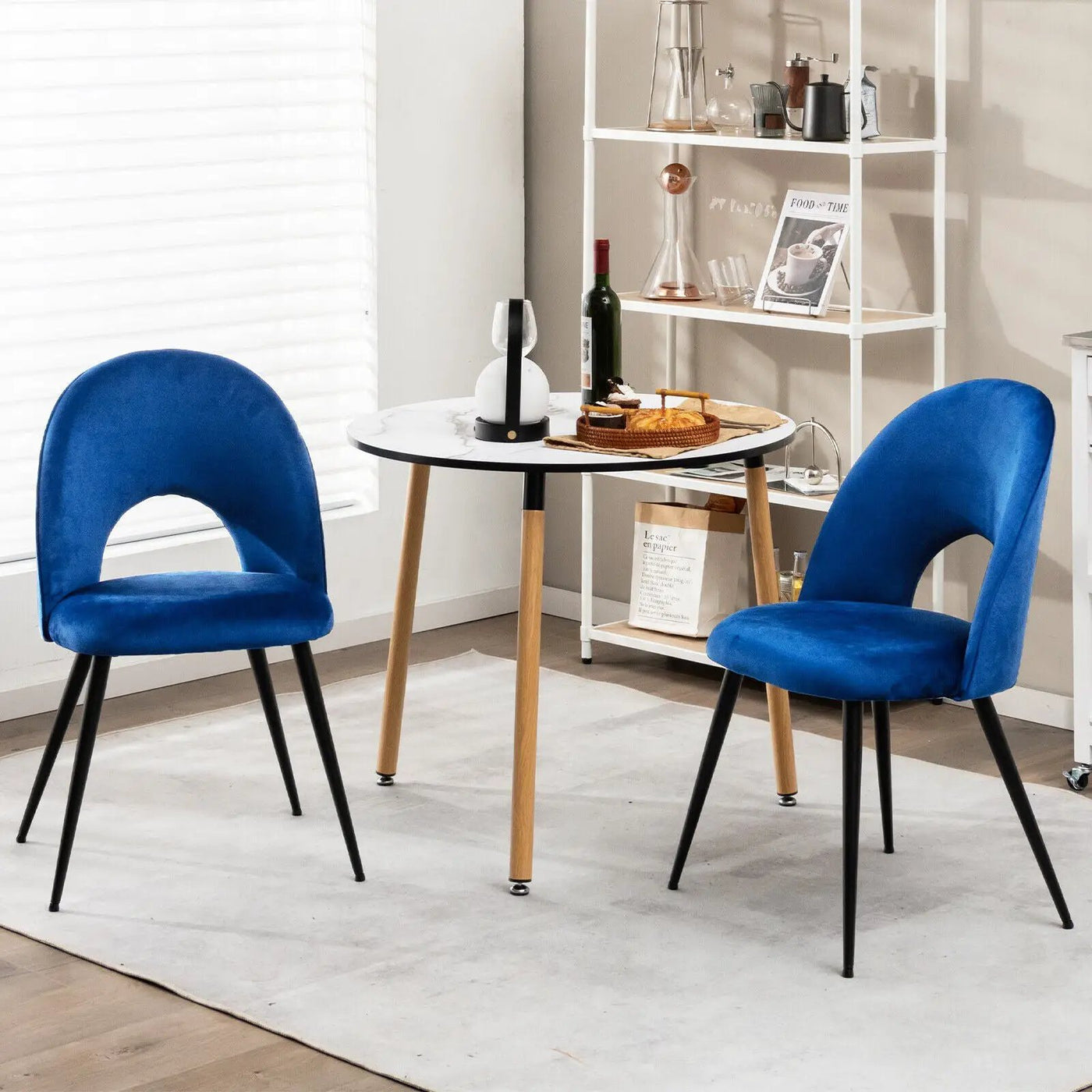Dining Chair Set of 2 with Metal Base and Adjustable Pads by DirectDeals
