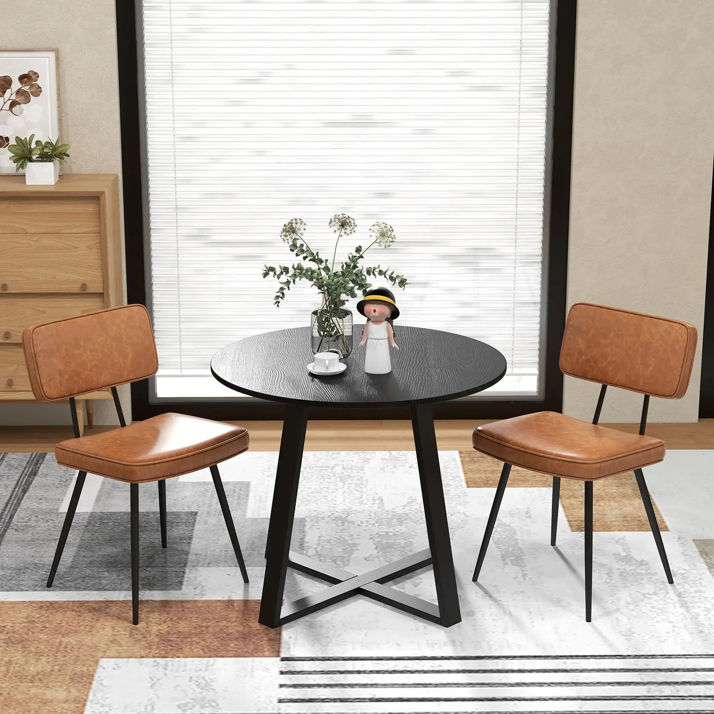 Dining Chair Set of 2 with Padded Backrest and Seat by DirectDeals