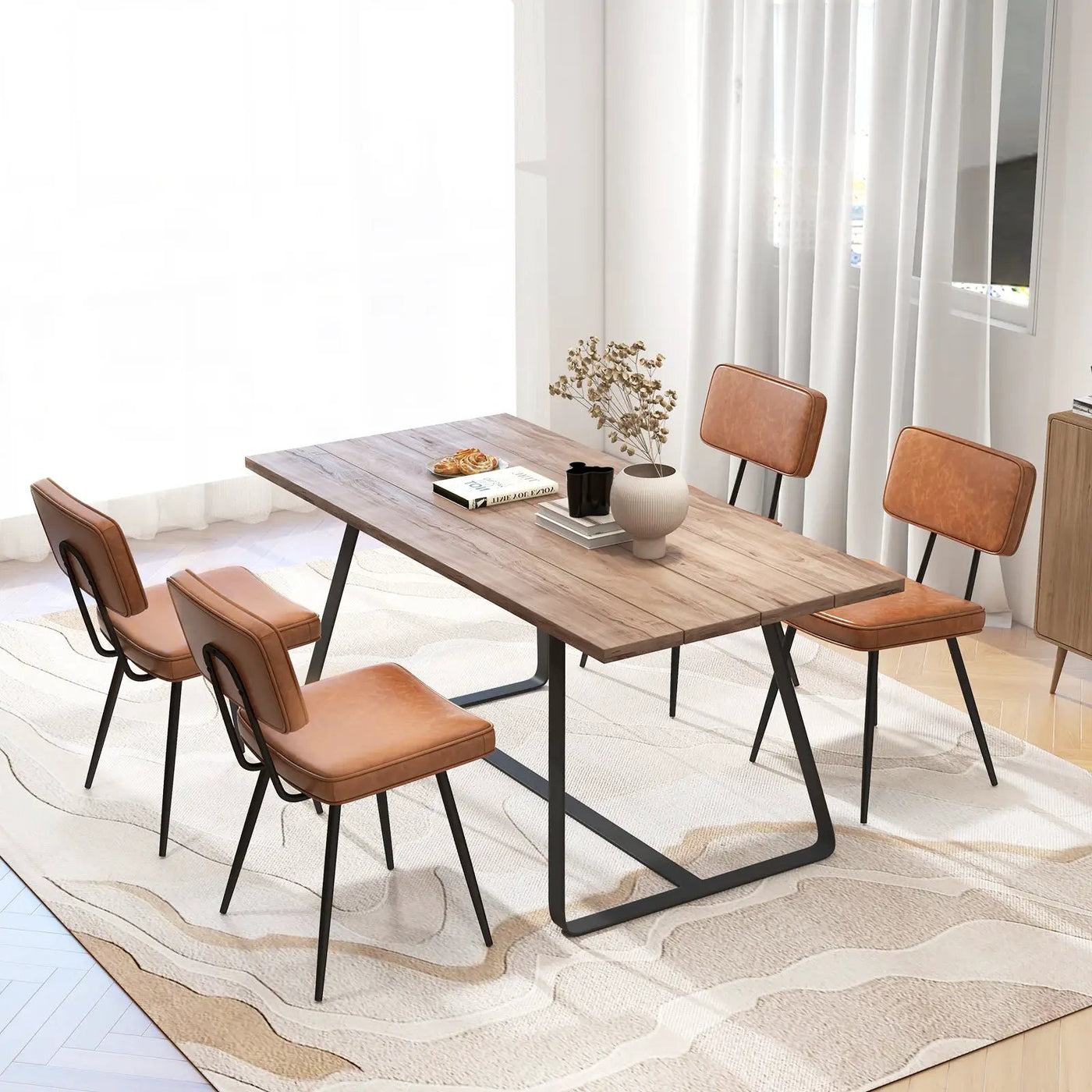 Dining Chair Set of 2 with Padded Backrest and Seat by DirectDeals