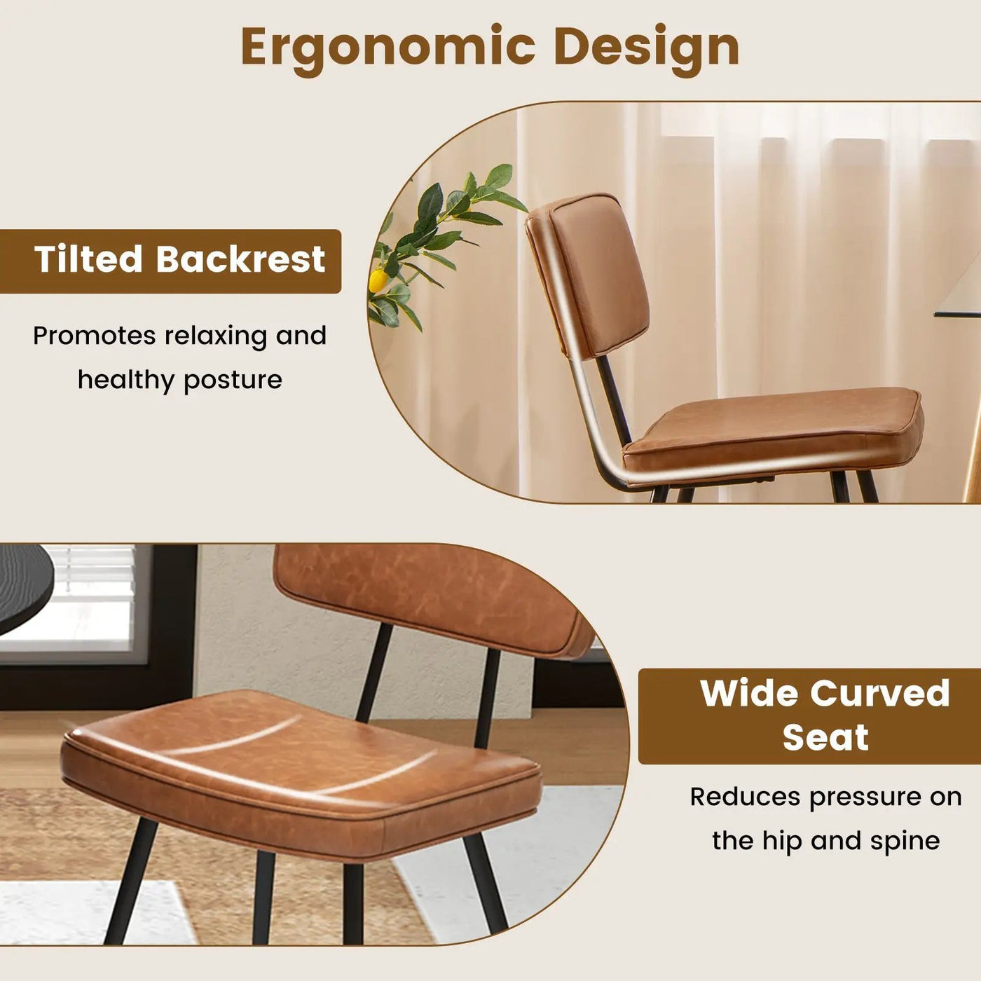 Dining Chair Set of 2 with Padded Backrest and Seat by DirectDeals
