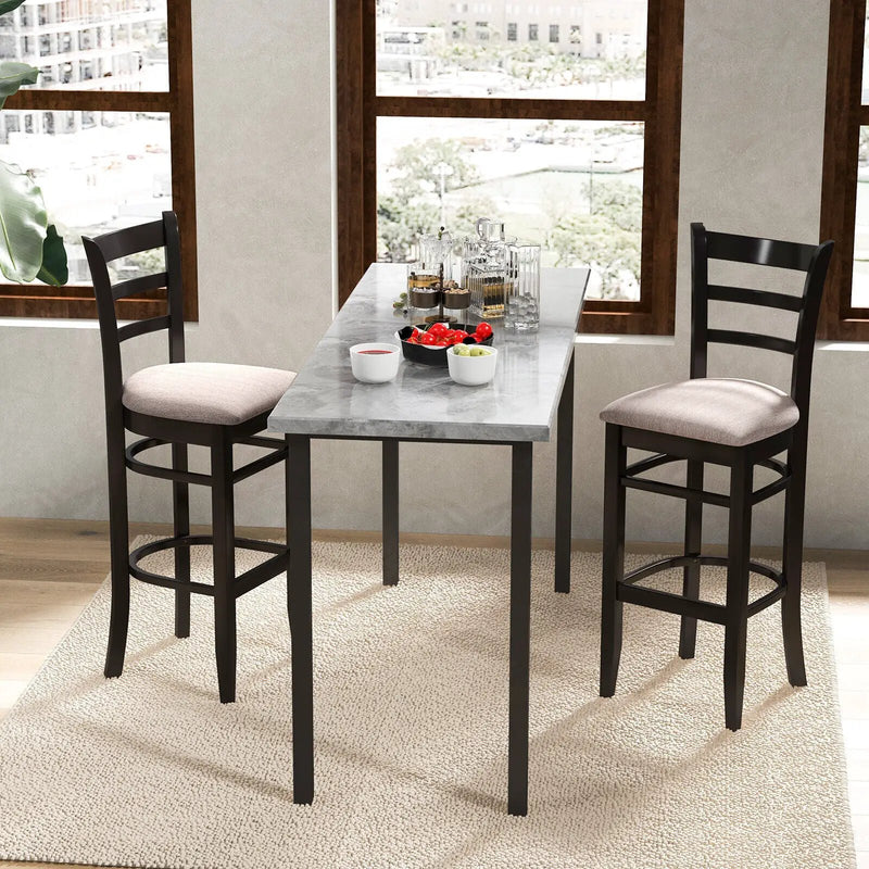 Bar Chairs with Ergonomic Backrest and Comfy Footrest and Soft Padded Seat by DirectDeals