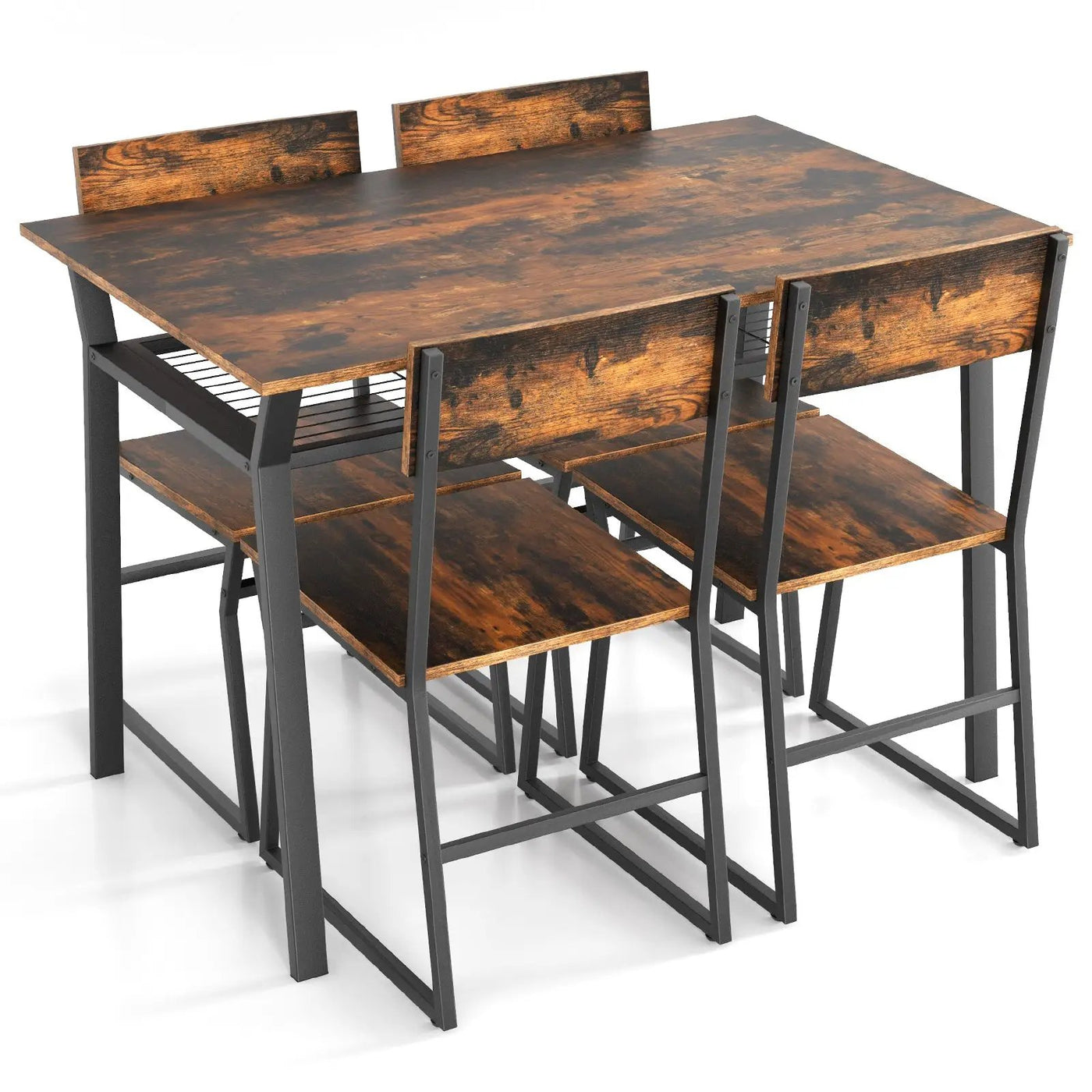 5 Piece Dining Table Set with Storage Rack and Metal Frame by DirectDeals
