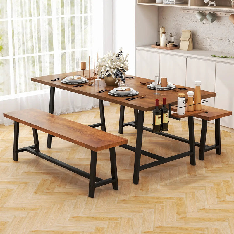 Dining Table Set for 5-7 with 2-Bottle Wine Rack and Condiment Holder by DirectDeals