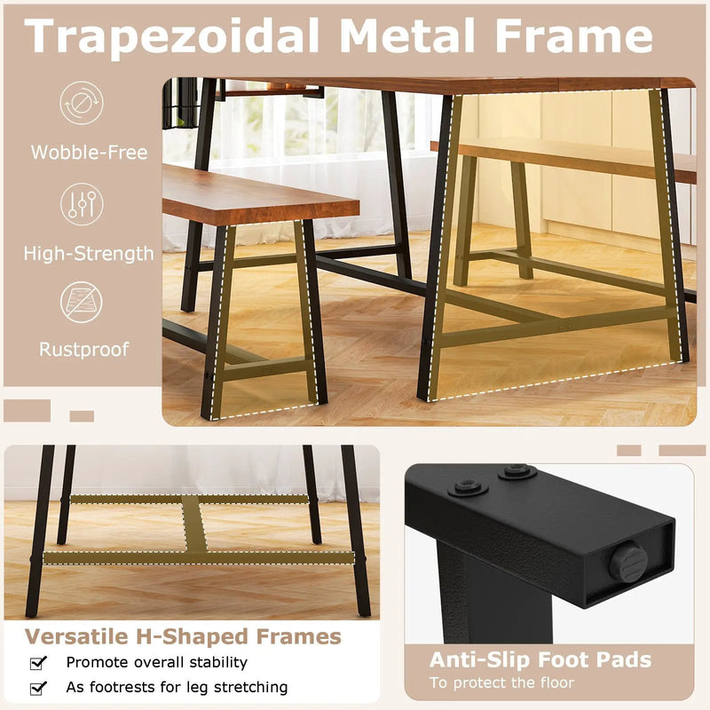 Dining Table Set for 5-7 with 2-Bottle Wine Rack and Condiment Holder by DirectDeals